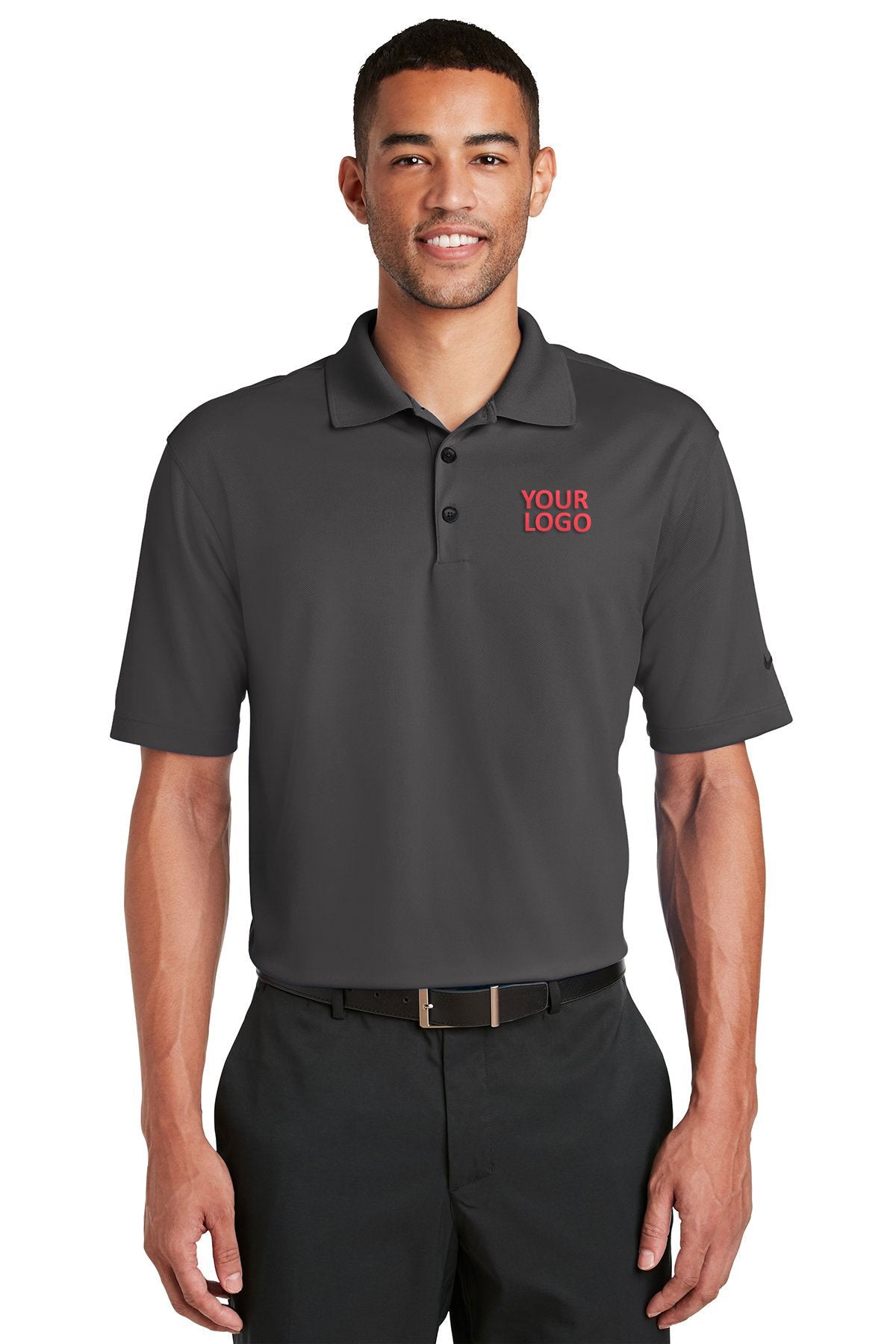 nike anthracite 604941 polo shirts with custom logo