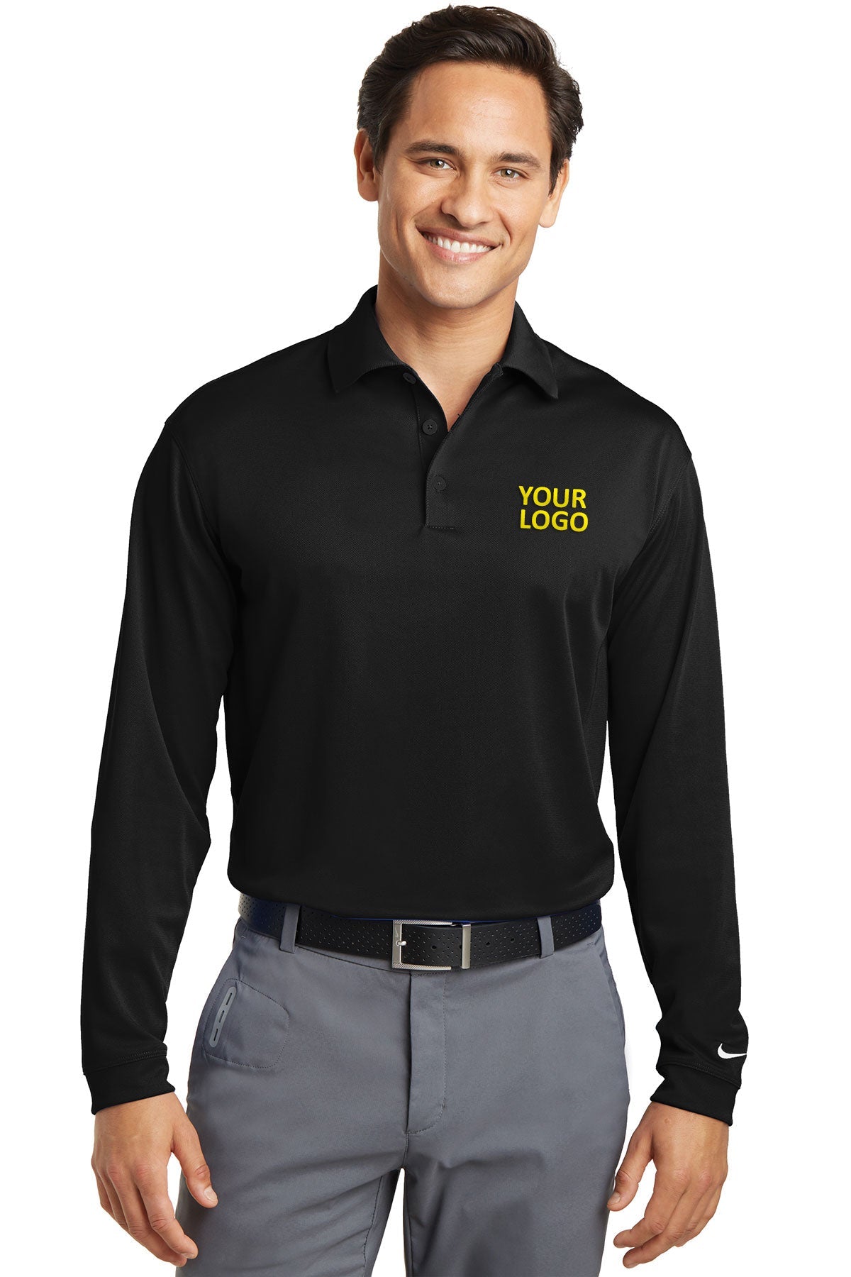 nike black 604940 work polo shirts with logo