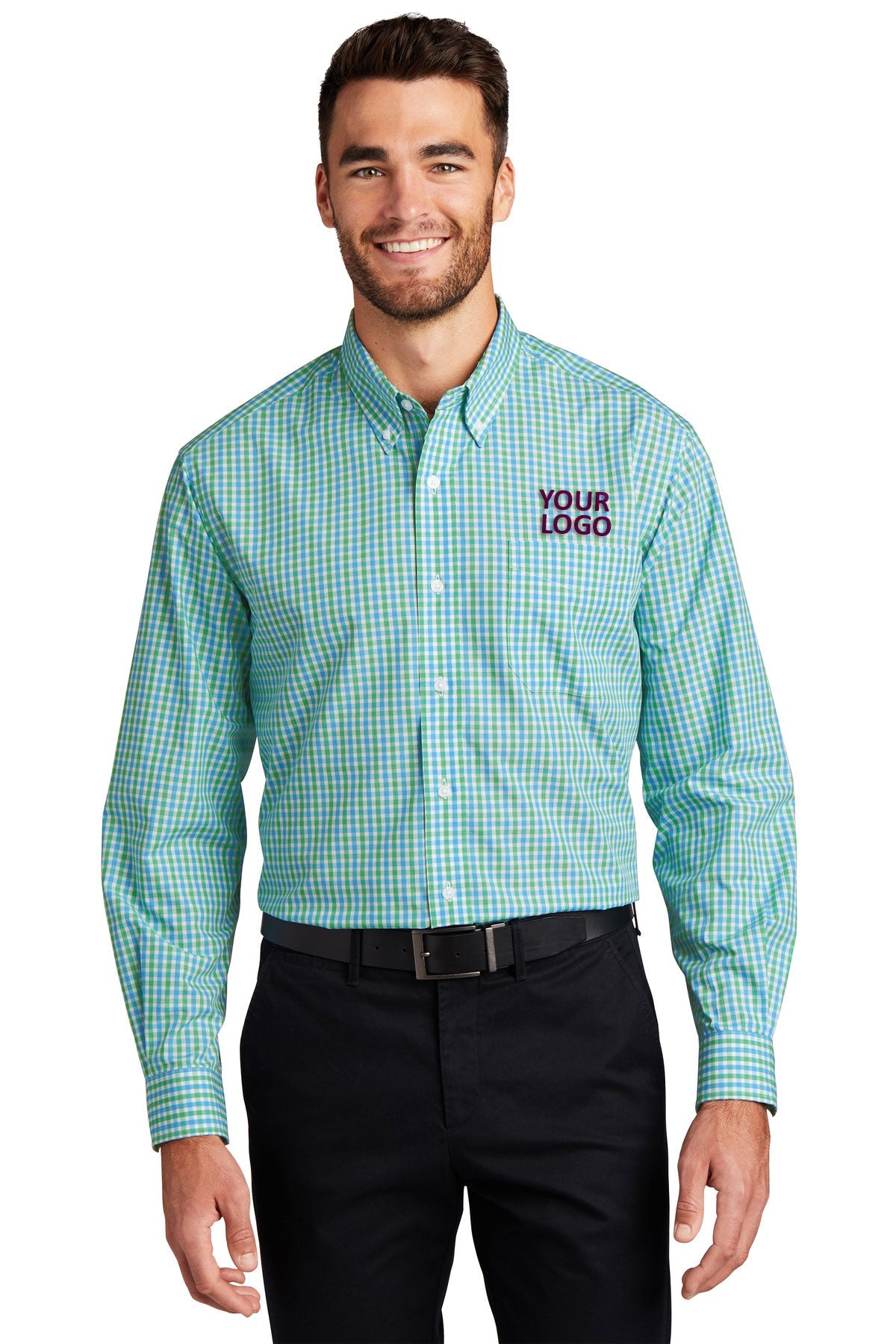 Port Authority Green/ Aqua S654 order embroidered polo shirts