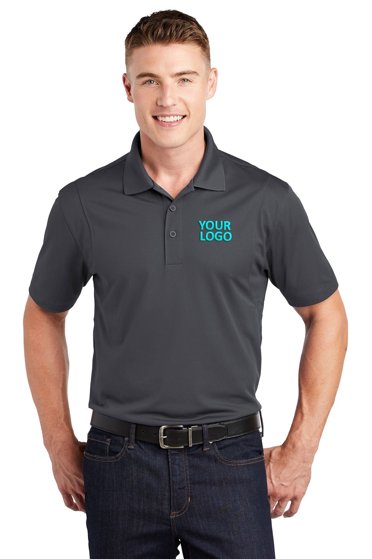 Sport-Tek Iron Grey TST650 business polo shirts embroidered