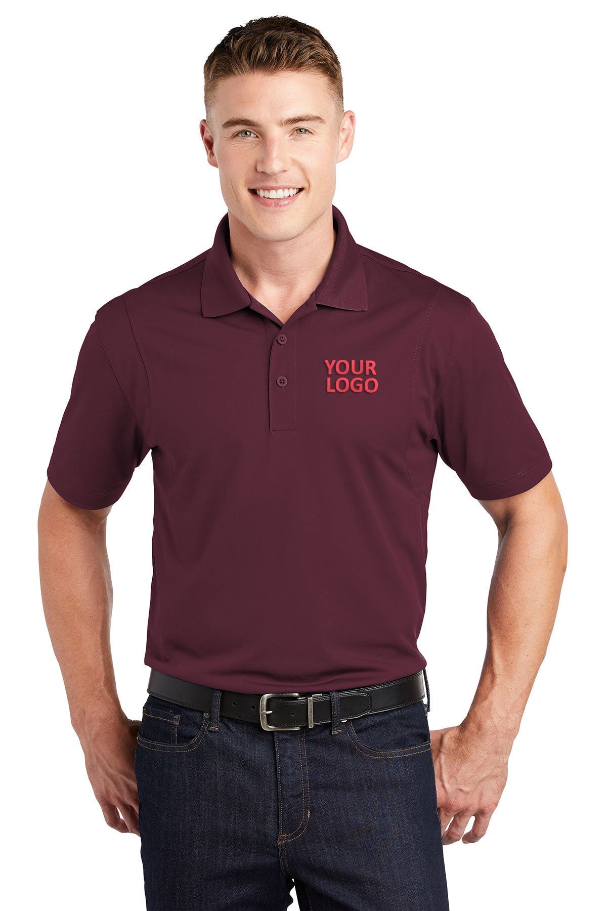 Sport-Tek Maroon TST650 business polo shirts embroidered