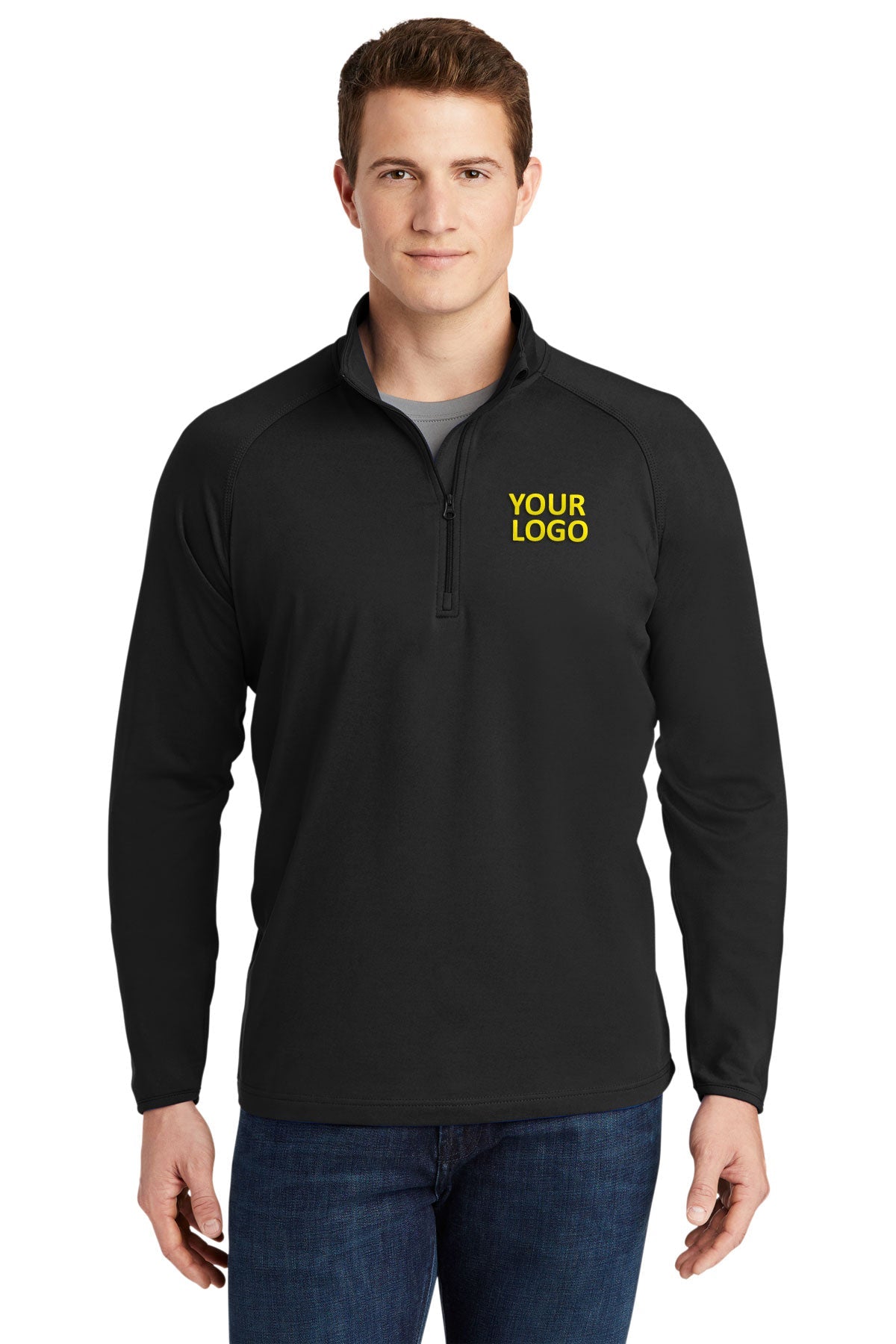 Sport-Tek Black TST850 sweatshirts with logos