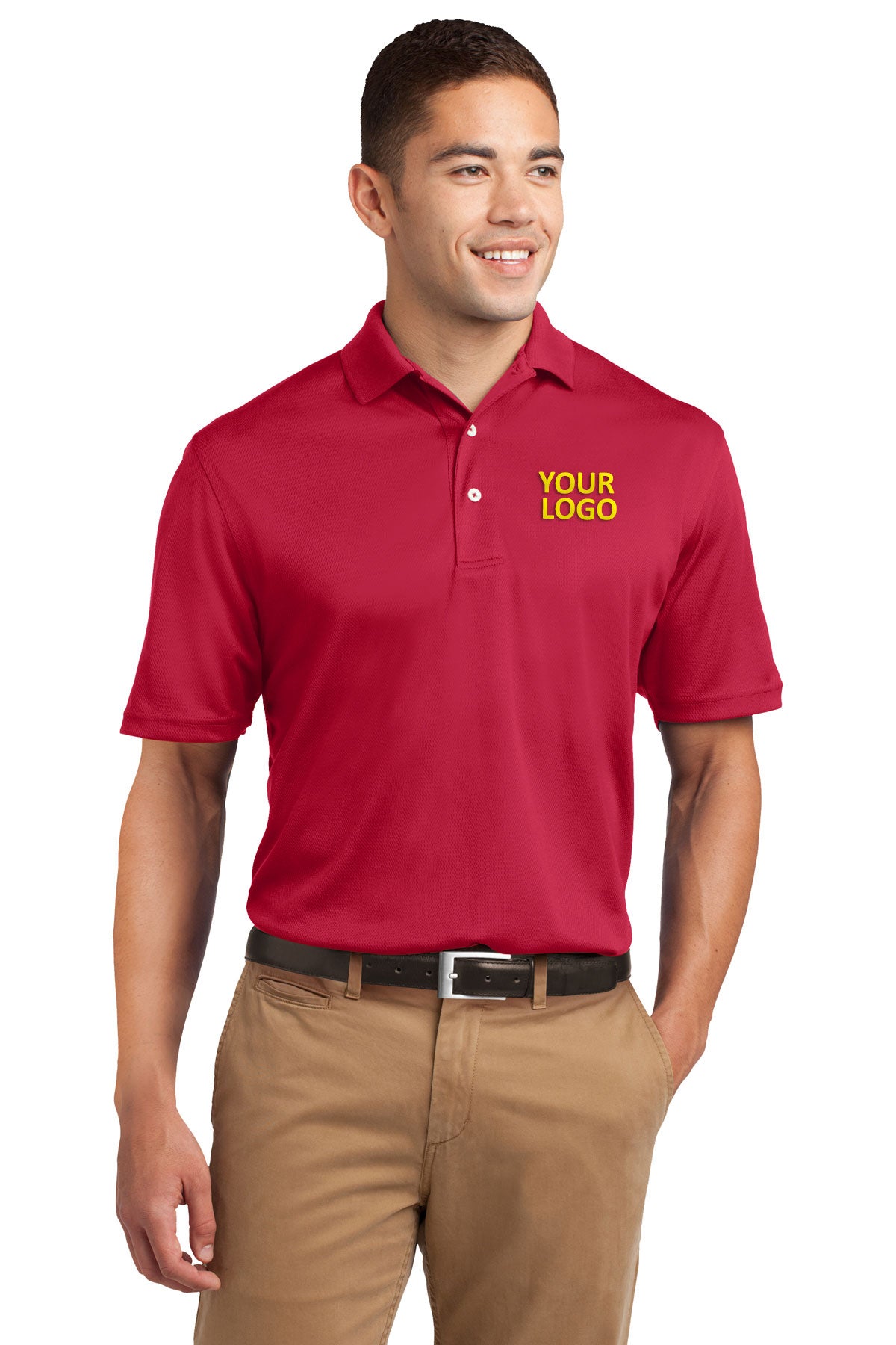 Sport-Tek Red TK469 quality polo shirts with company logo