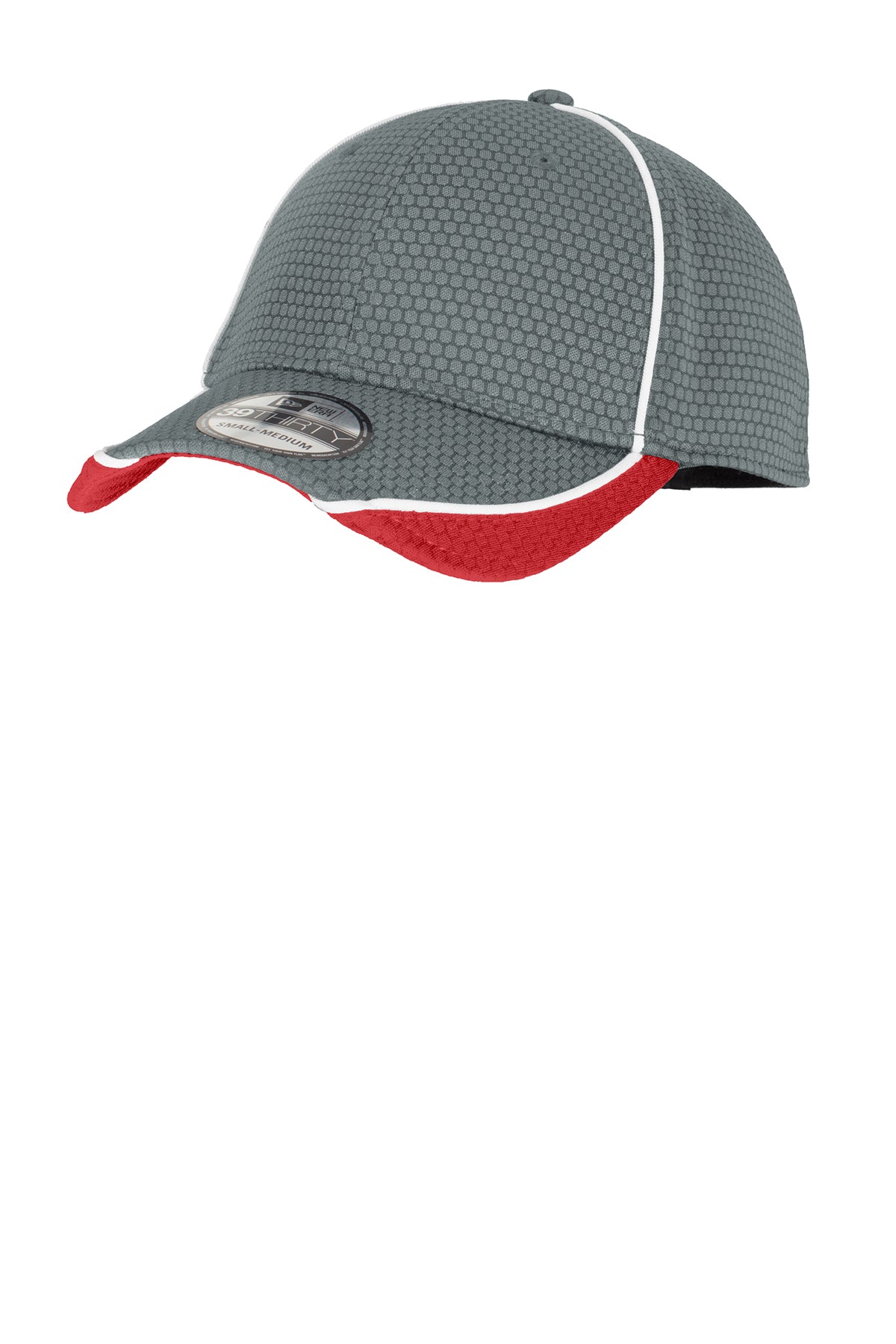 New Era Hex Mesh Customized Caps, Graphite/ Red/ White