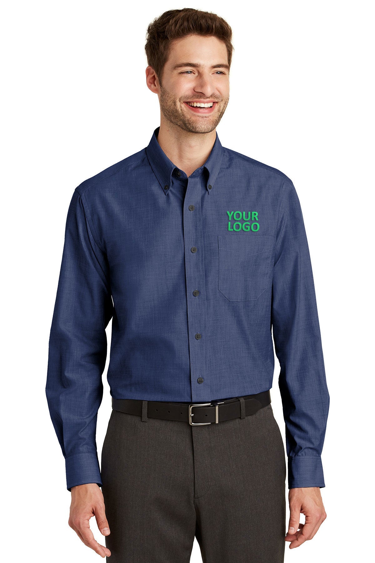 Port Authority Deep Blue TLS640 business shirts with company logo