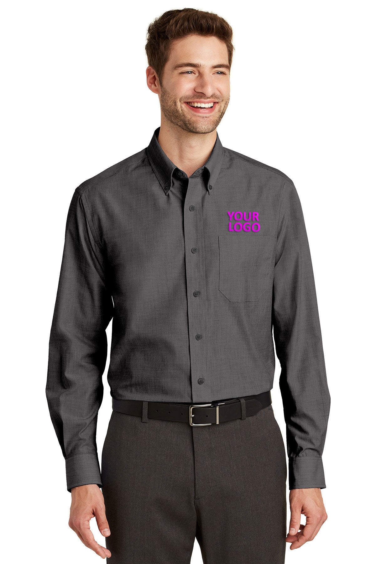 Port Authority Soft Black TLS640 business shirts with company logo