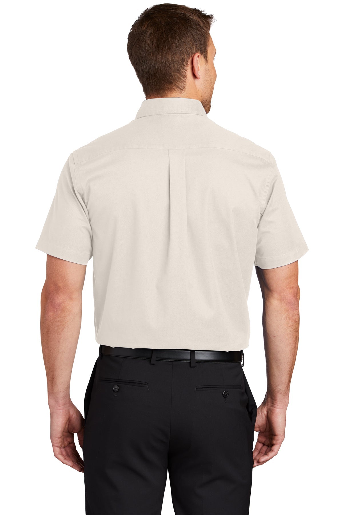 Port Authority Tall Short Sleeve Custom Easy Care Shirts, Light Stone/ Classic Navy