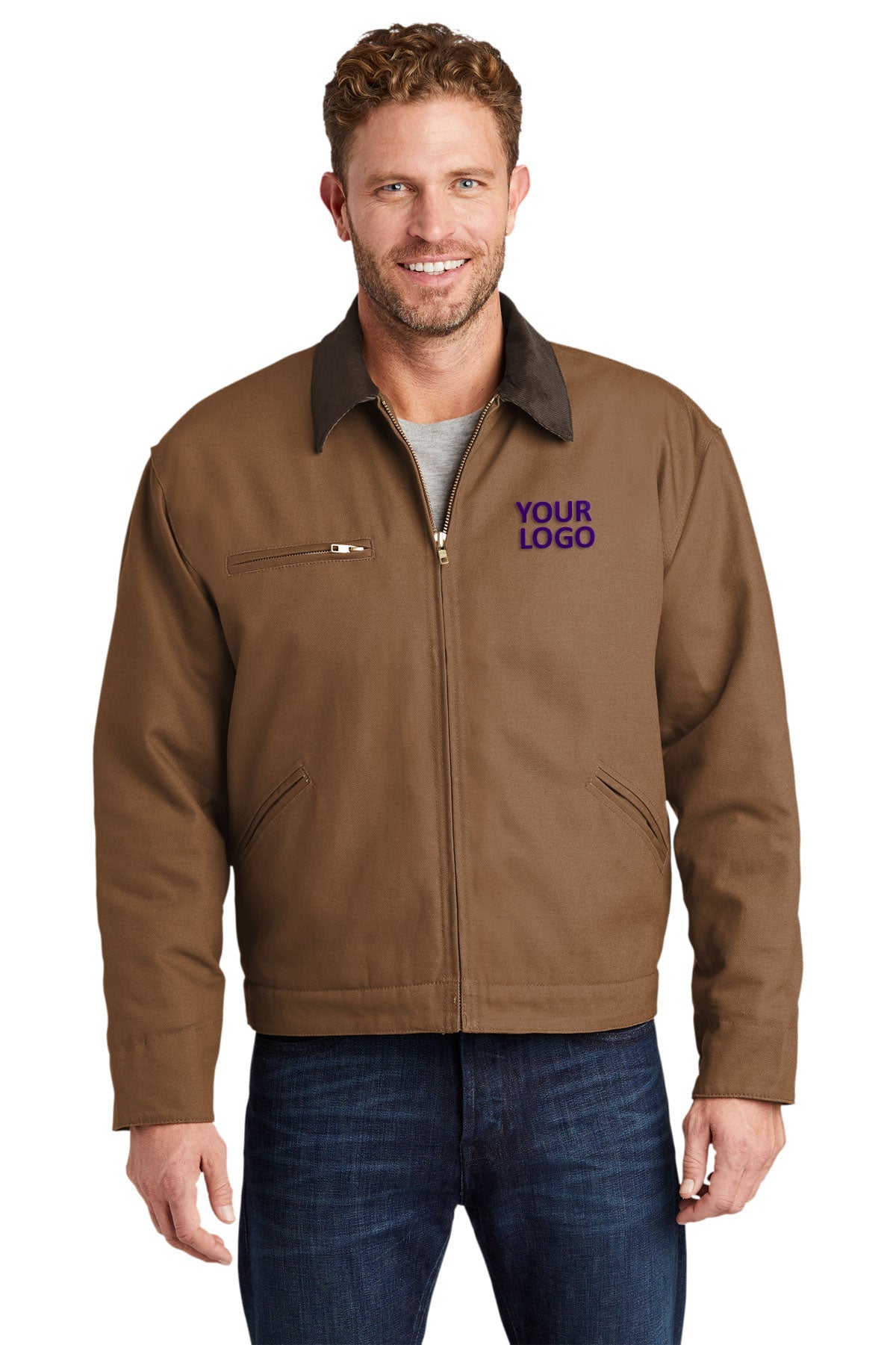 CornerStone Duck Brown/ Brown TLJ763 promotional jackets company logo
