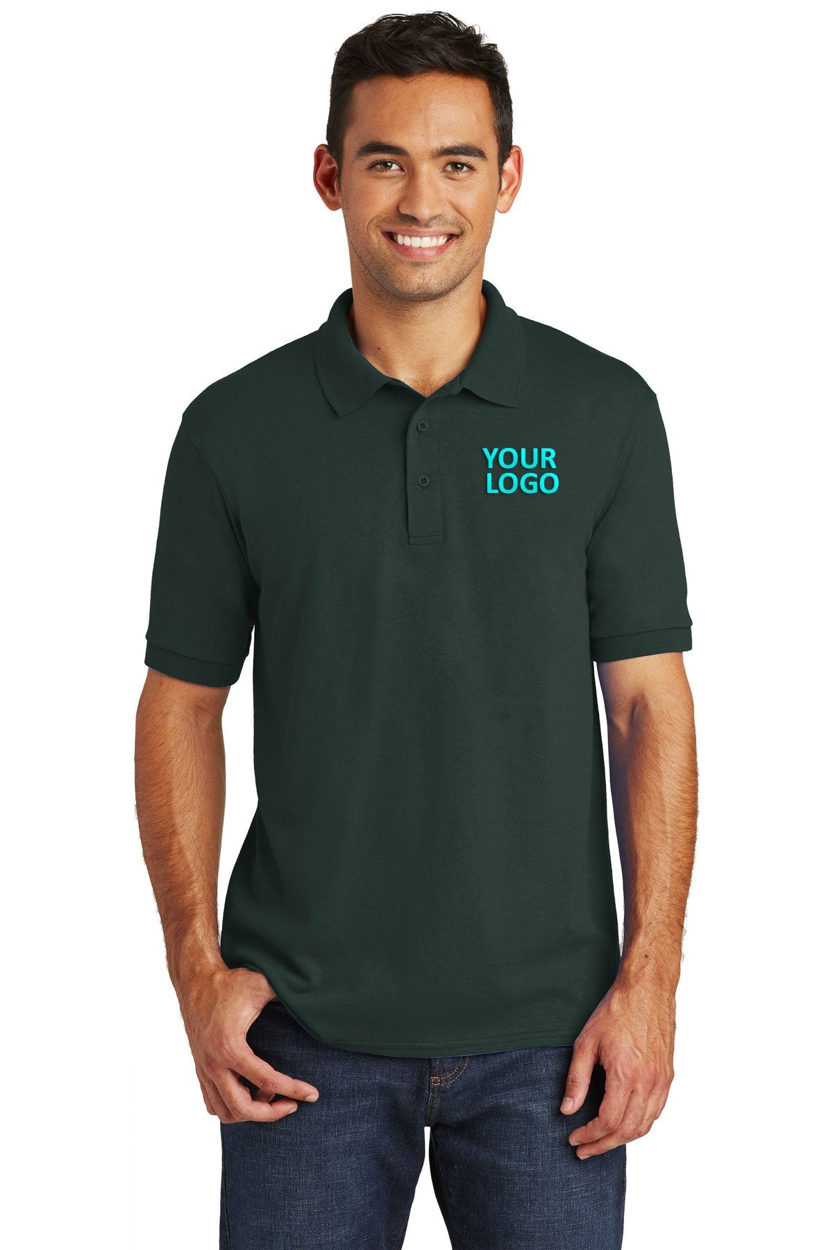 port & company dark green kp55 custom dri fit polo shirts