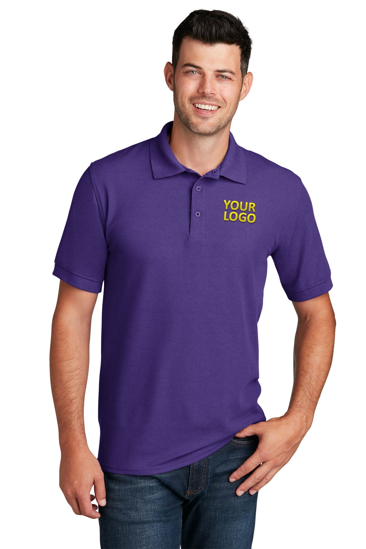 port & company purple kp155 custom logo polo shirts