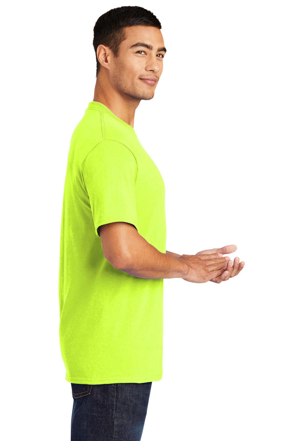 Port & Company Tall Core Blend Customized Tee's, Safety Green