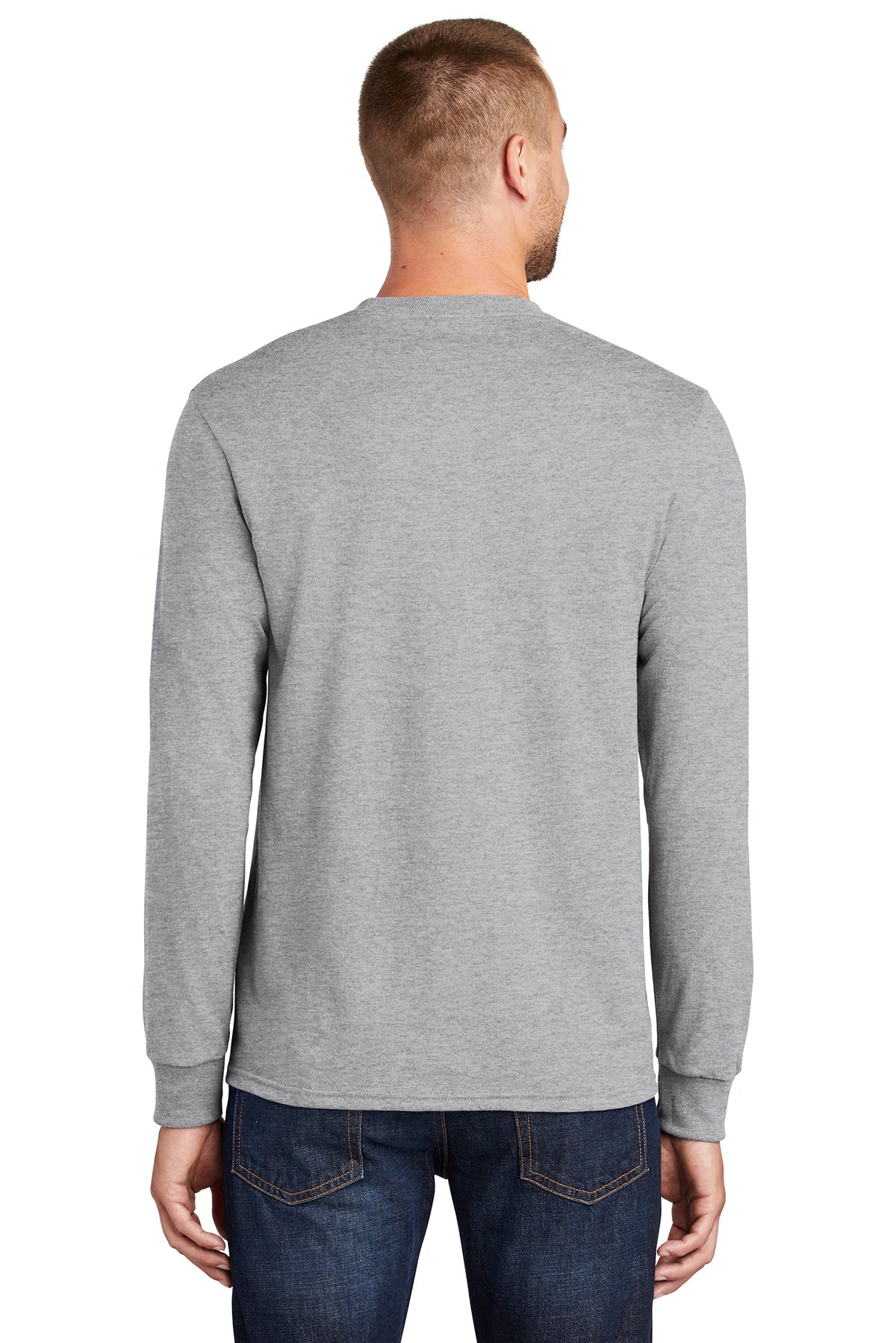 Port & Company Tall Long Sleeve Branded Core Blend Tee's, Ash