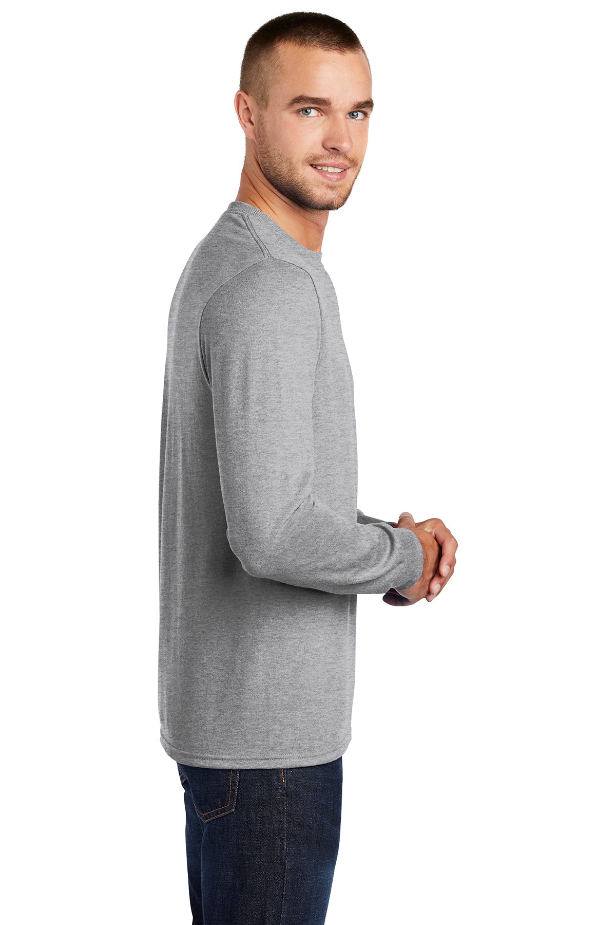 Port & Company Tall Long Sleeve Branded Core Blend Tee's, Ash