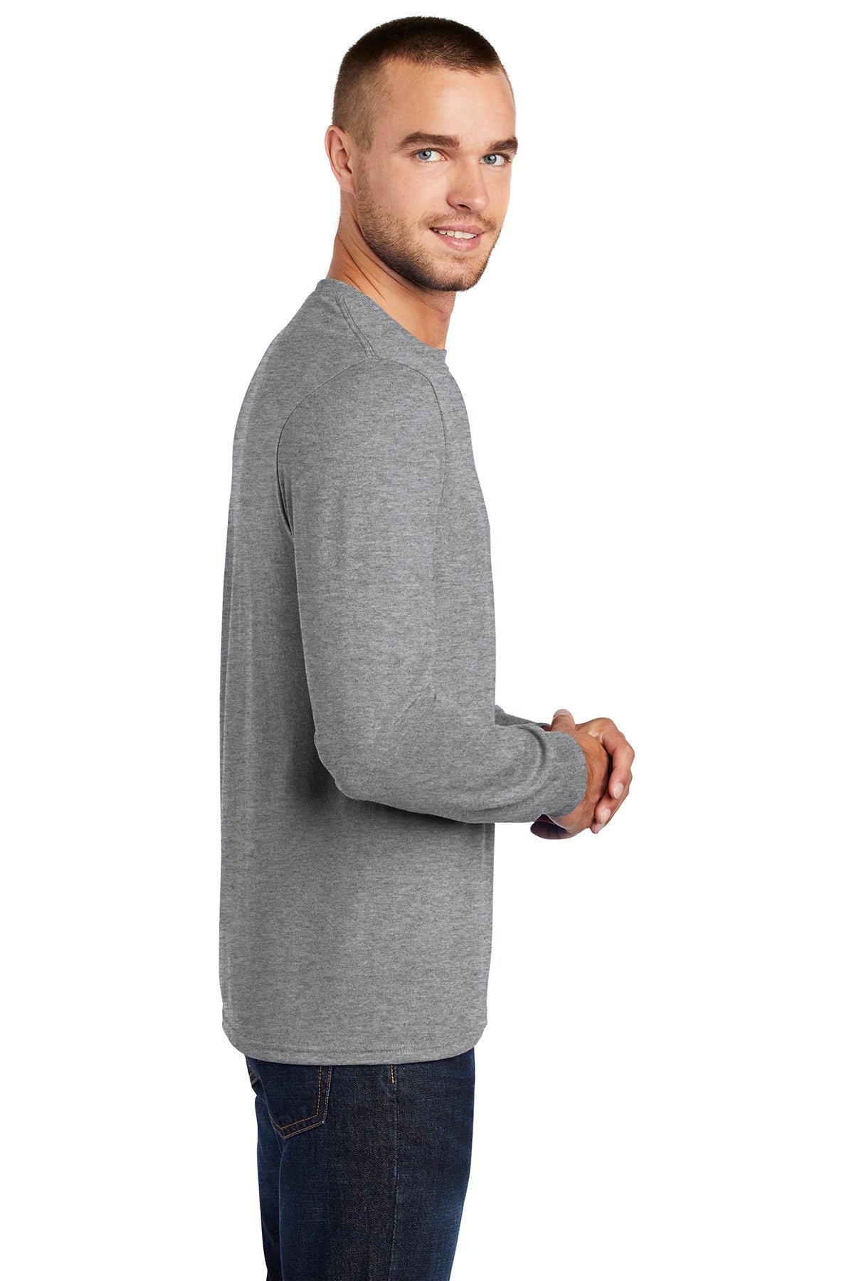 Port & Company Tall Long Sleeve Branded Core Blend Tee's, Athletic Heather