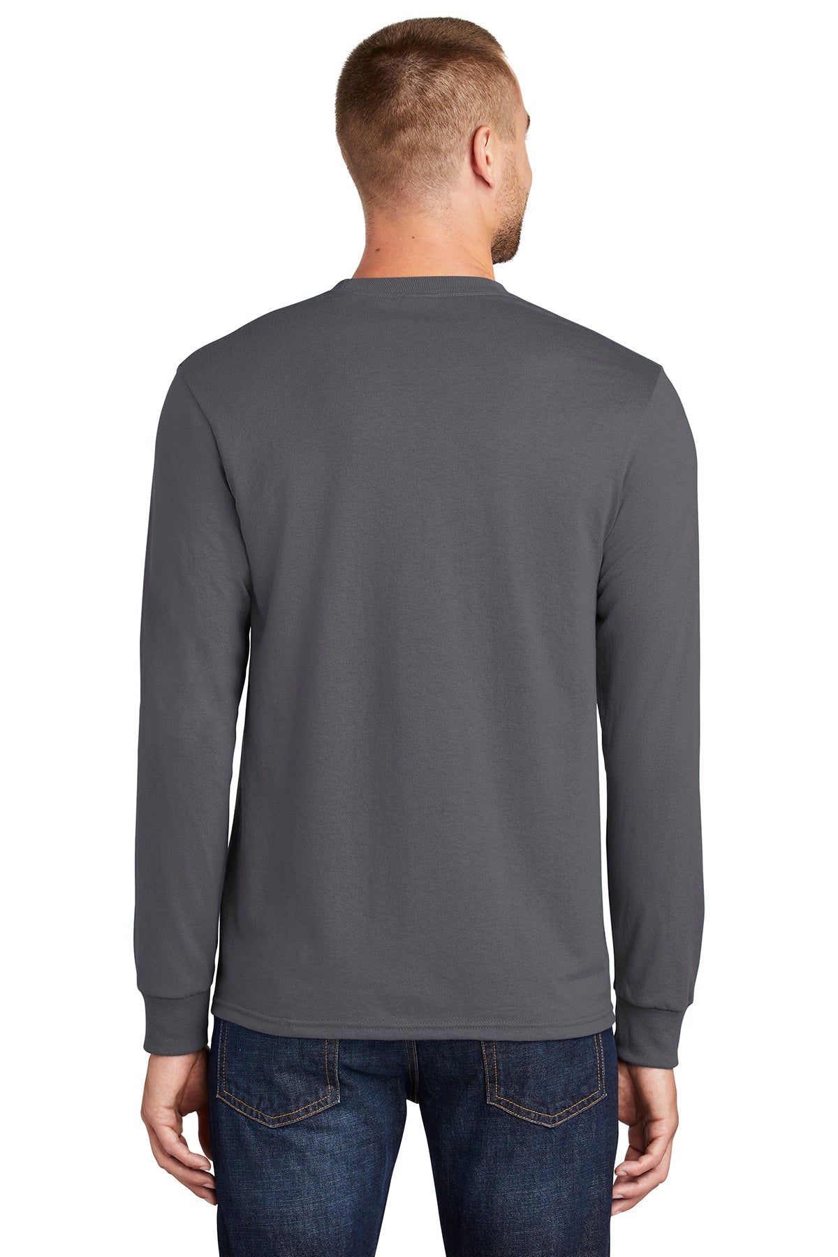 Port & Company Tall Long Sleeve Branded Core Blend Tee's, Charcoal
