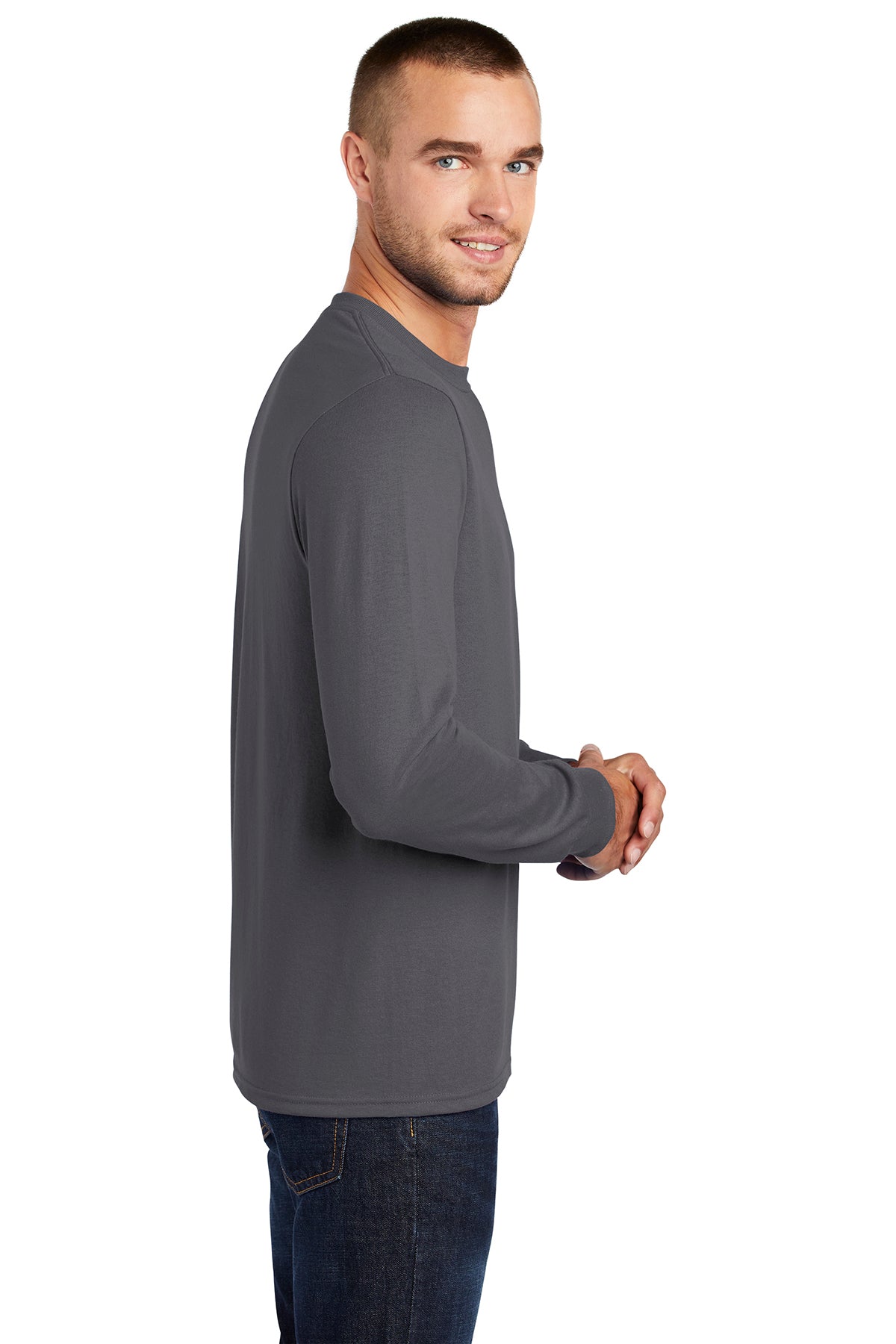 Port & Company Tall Long Sleeve Branded Core Blend Tee's, Charcoal