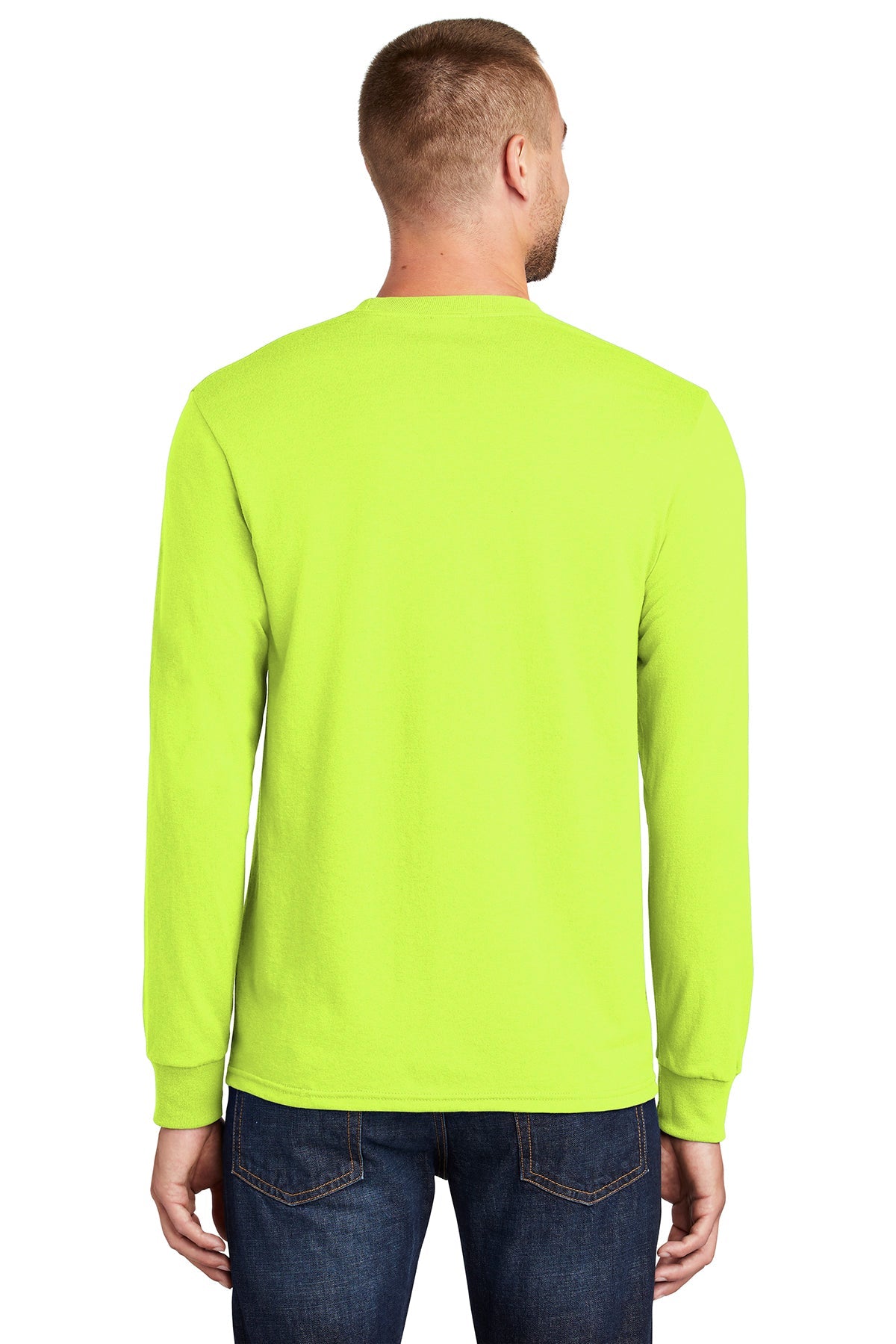 Port & Company Tall Long Sleeve Customized Core Blend Tee's, Safety Green
