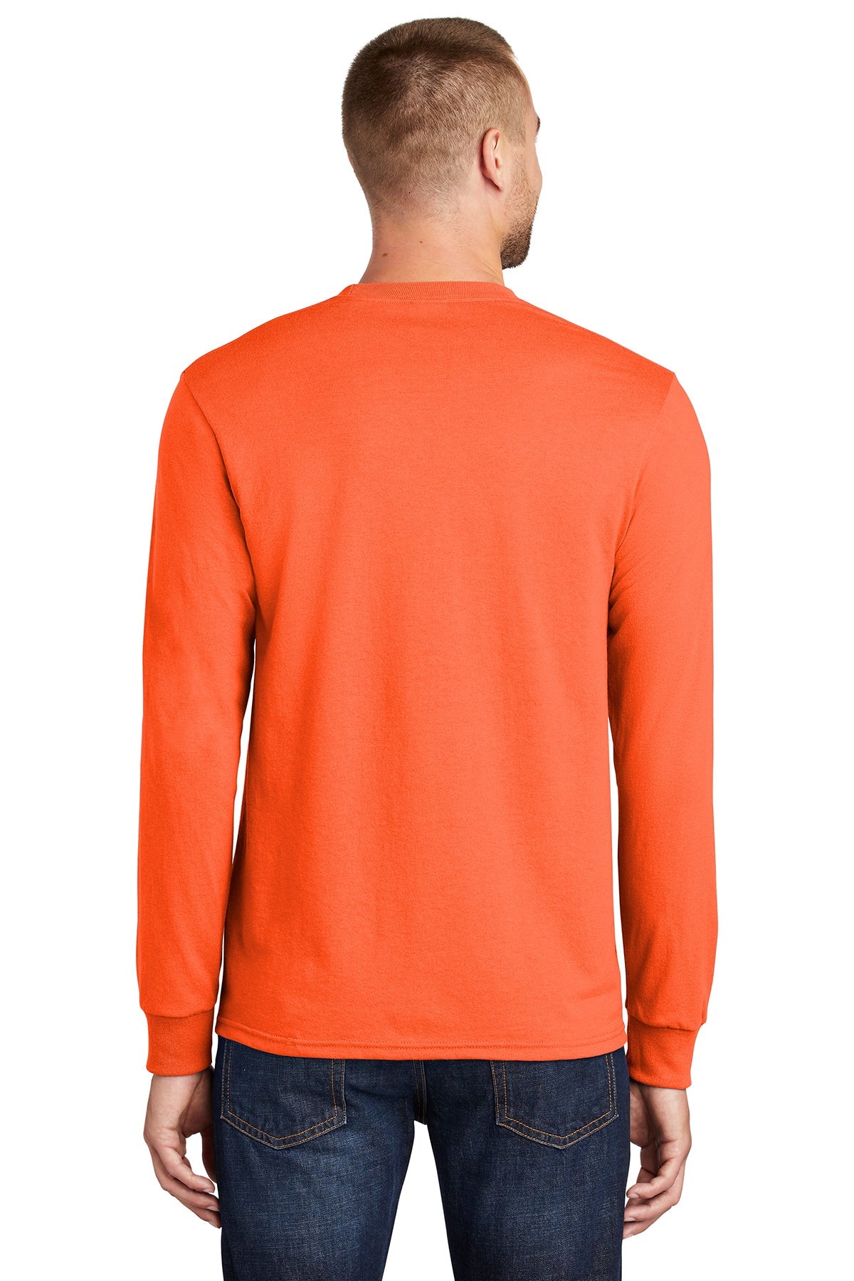 Port & Company Tall Long Sleeve Customized Core Blend Tee's, Safety Orange