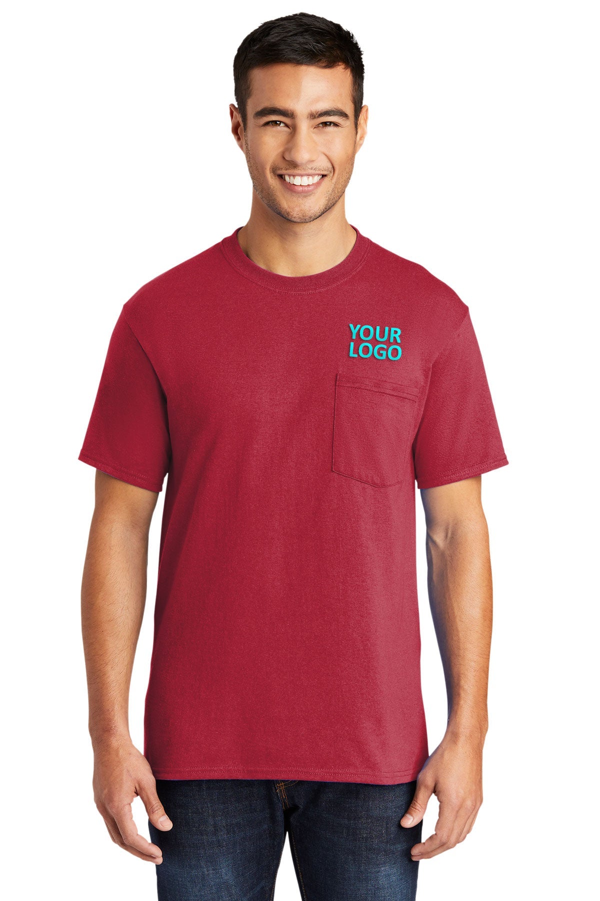 Port & Company Tall Core Blend Customized Pocket Tee's, Red