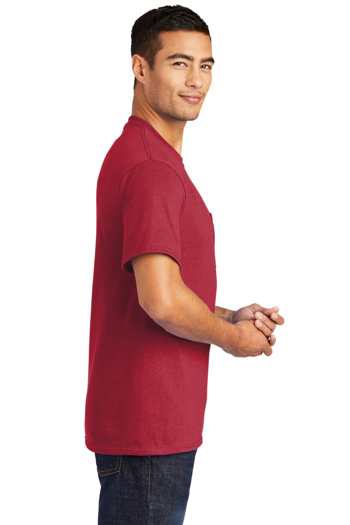 Port & Company Tall Core Blend Customized Pocket Tee's, Red