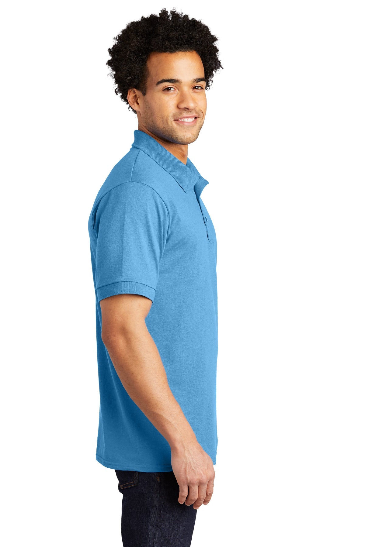 Port & Company Tall Jersey Knit Customized Polos, Aquatic Blue