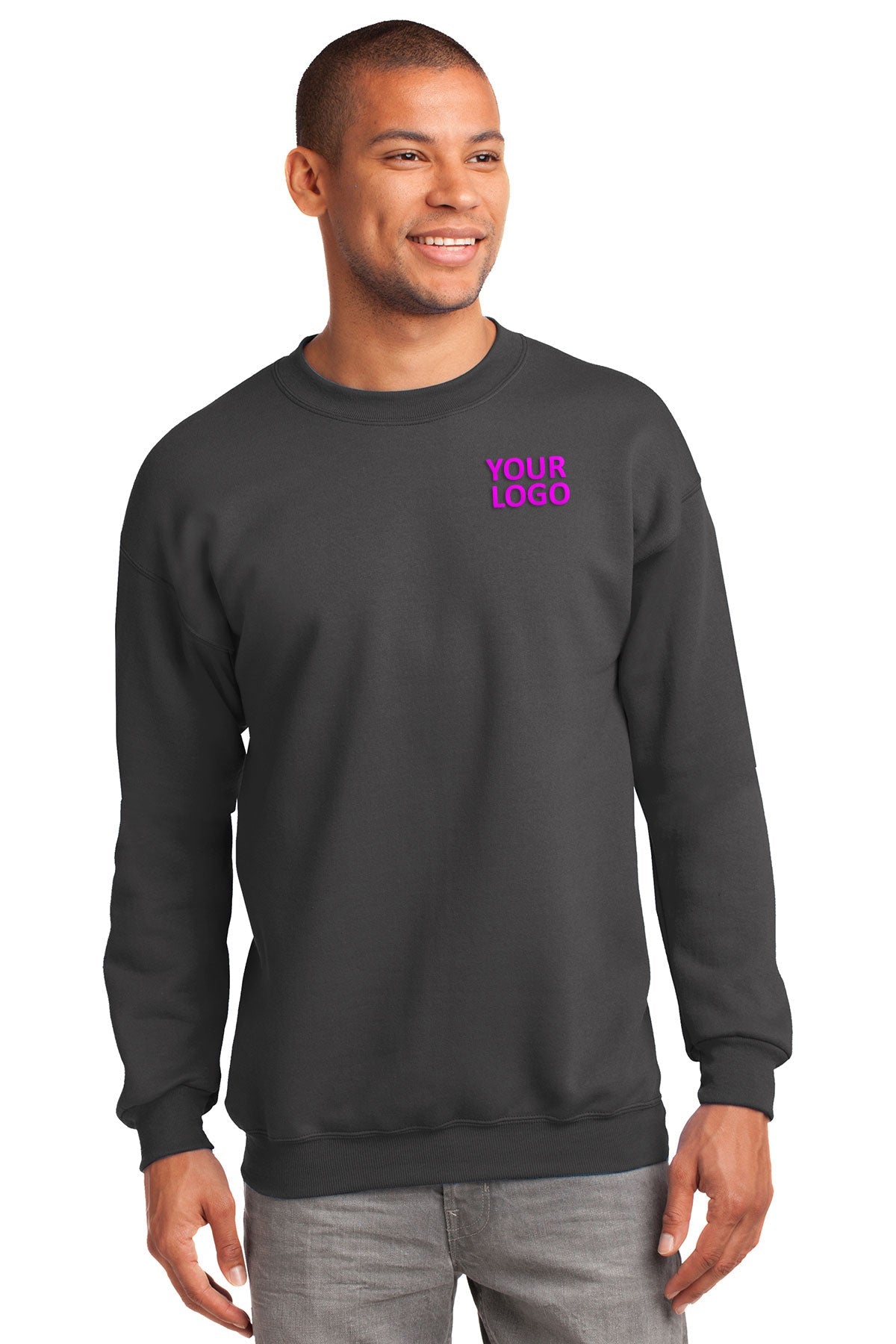 Port & Company Charcoal PC90T business sweatshirts with logo