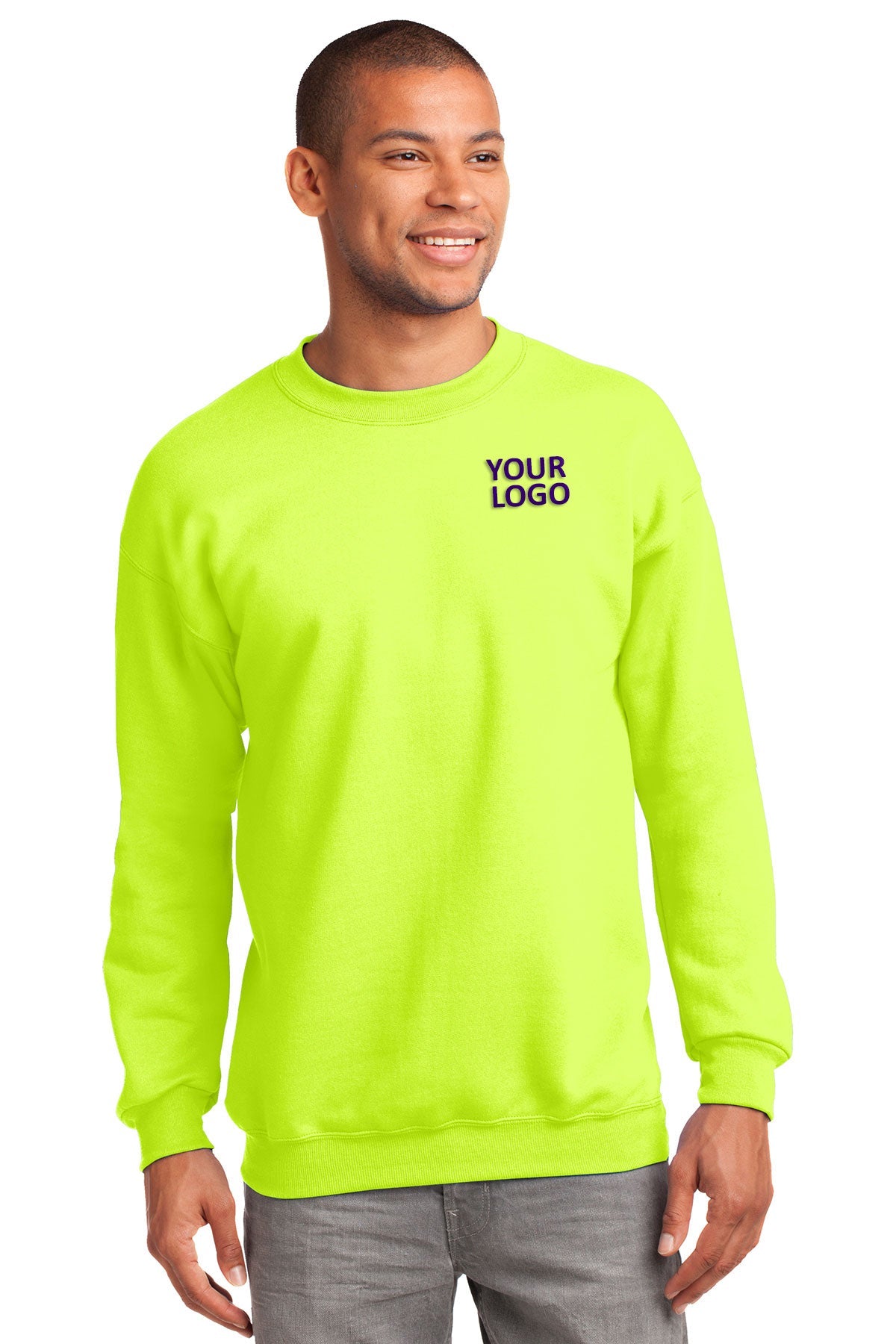 Port & Company Safety Green PC90T custom design sweatshirts