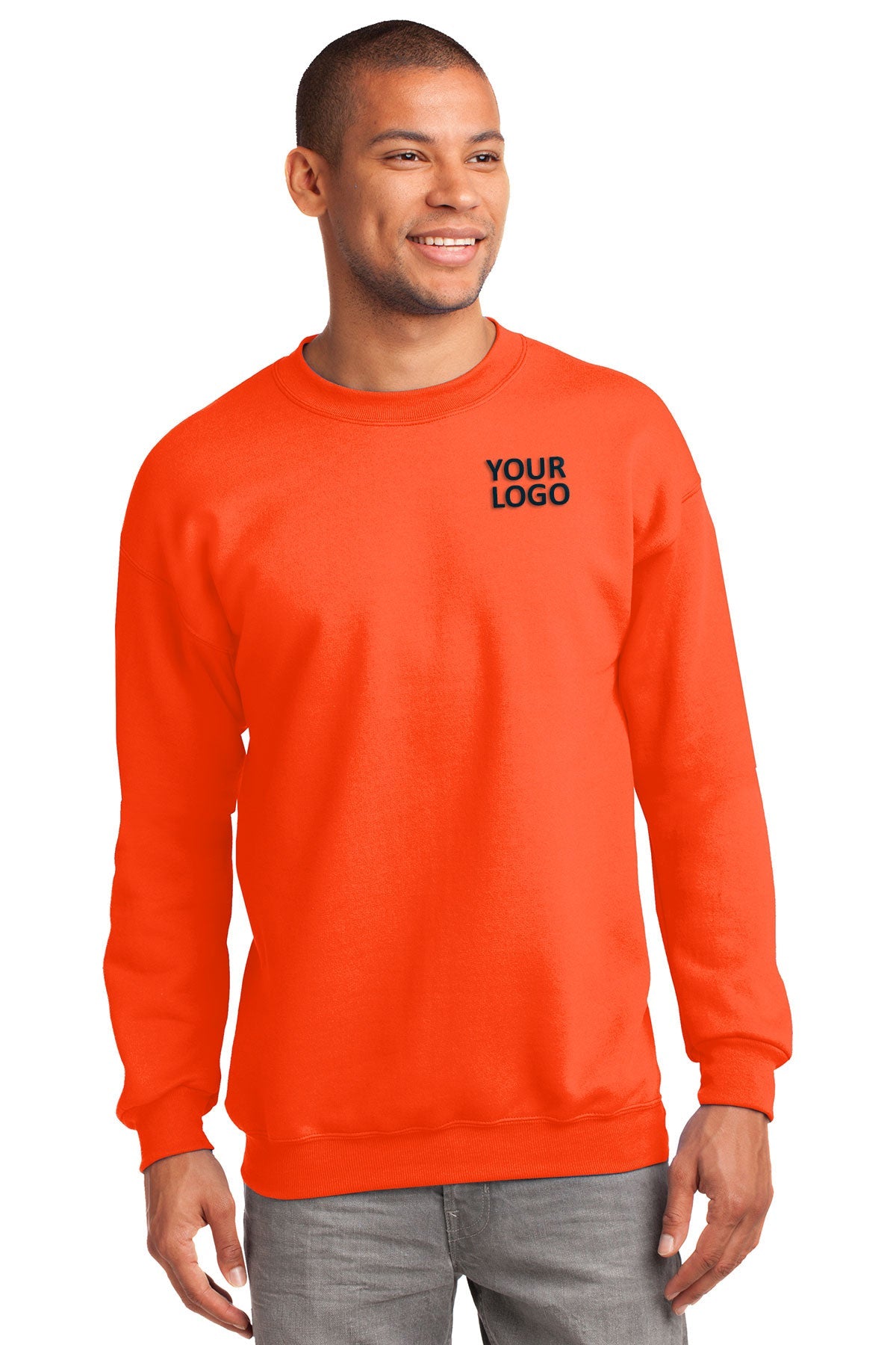 Port & Company Tall Essential Fleece Branded Sweatshirts, Safety Orange
