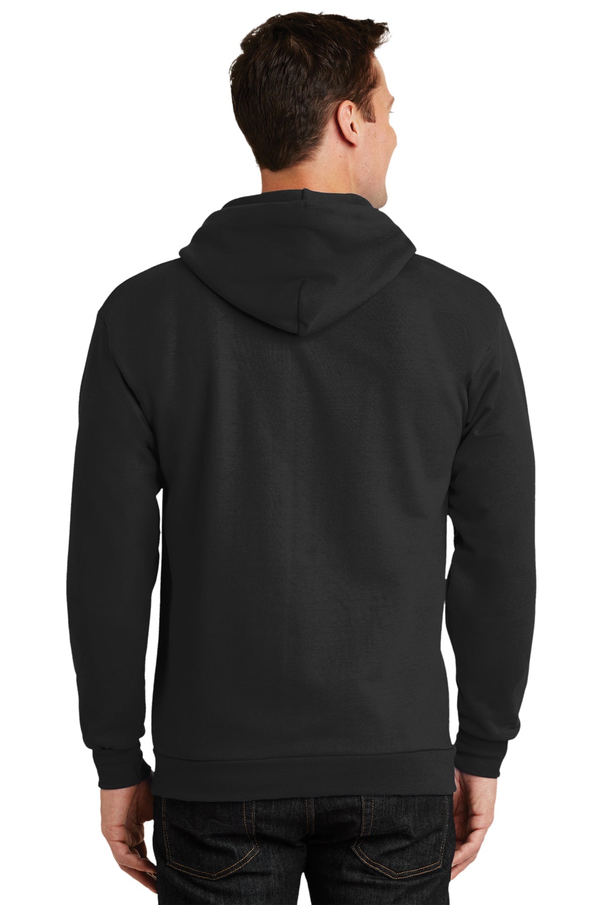 Port & Company Tall Essential Fleece Zip Branded Hoodies, Jet Black
