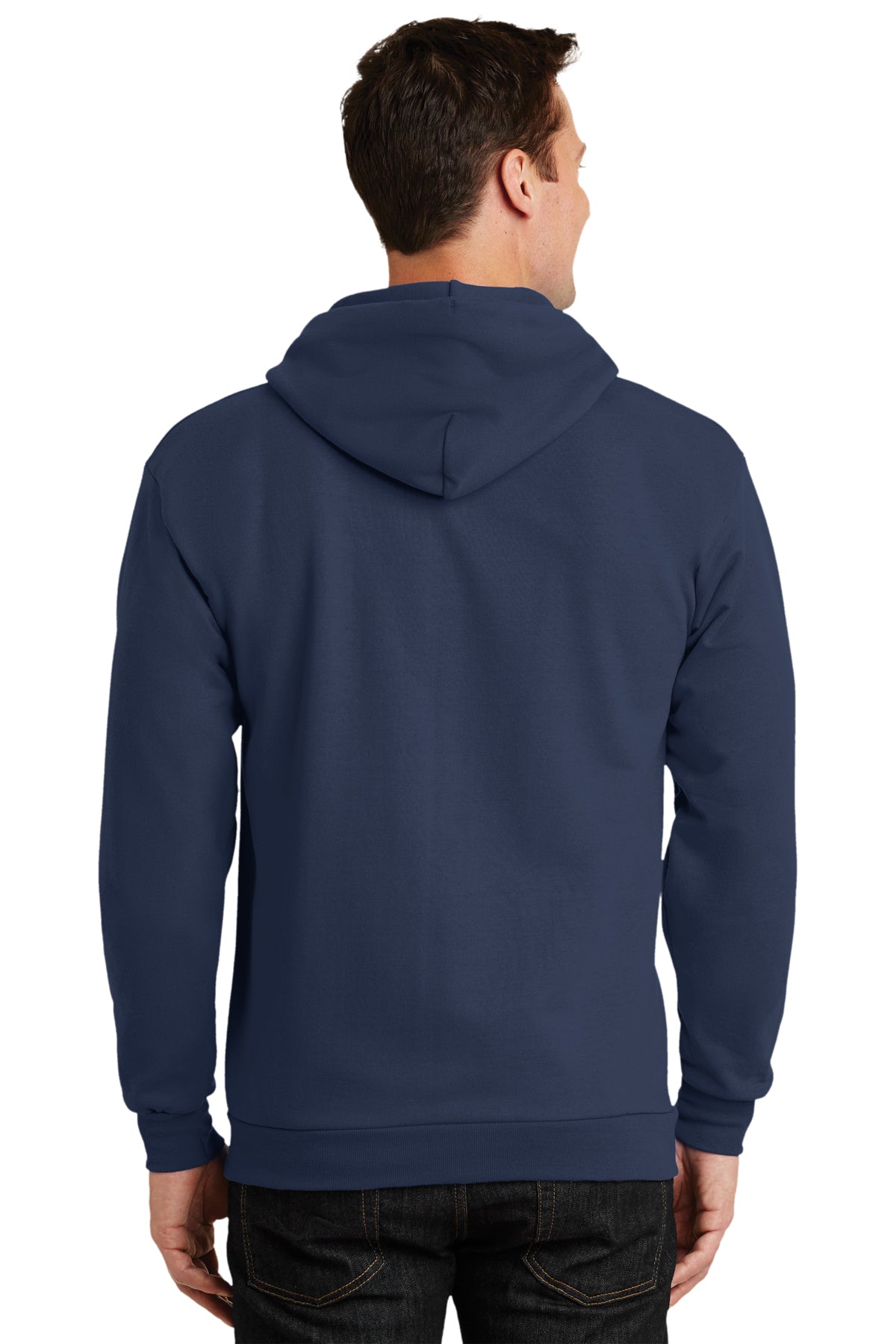 Port & Company Tall Essential Fleece Zip Branded Hoodies, Navy