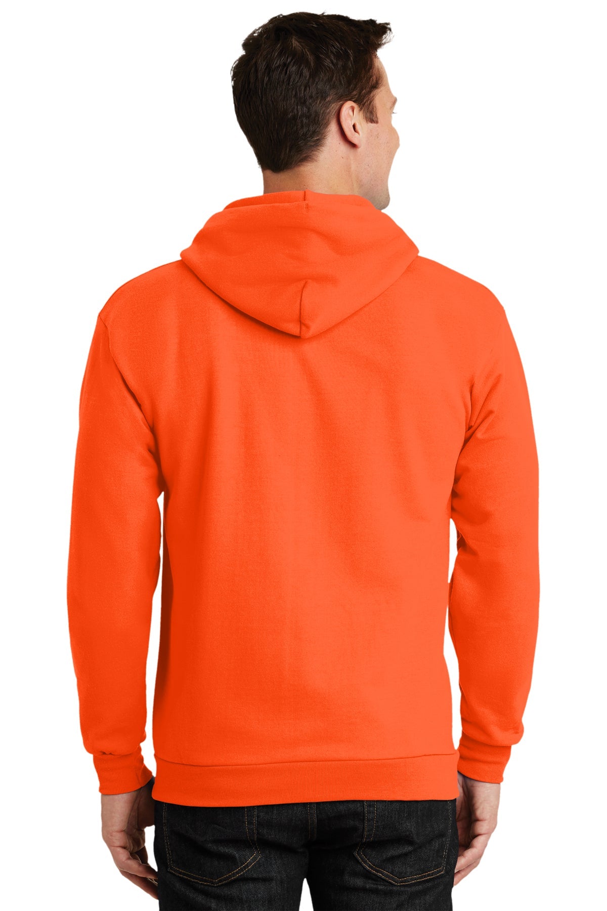 Port & Company Tall Essential Fleece Zip Custom Hoodies, Safety Orange