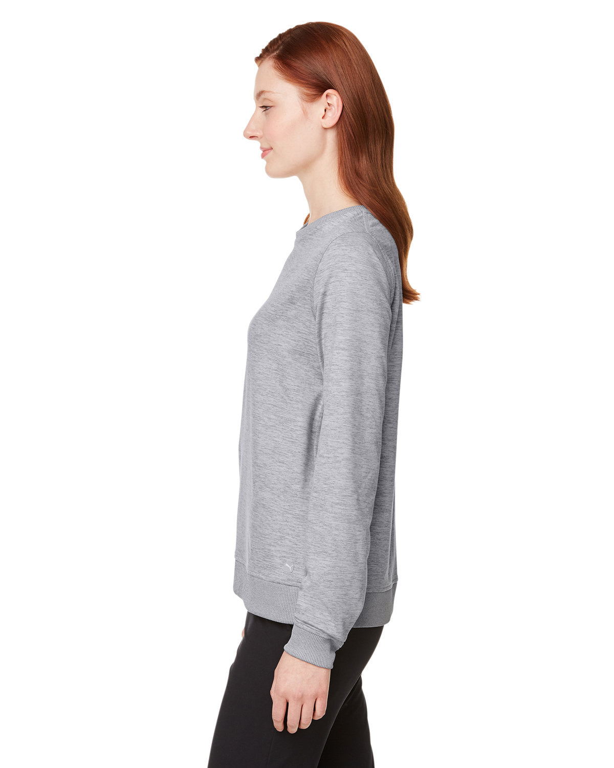 Custom Puma Ladies Cloudspun Crew, Light Gray Heather