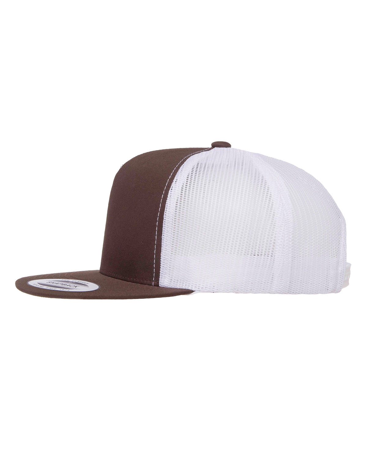 Yupoong 5 -Panel Classic Customized Trucker Caps, Brown/ White