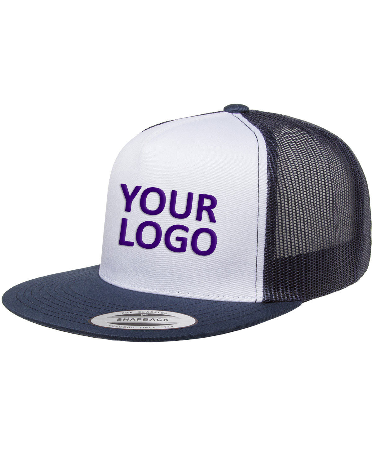 Yupoong Adult Classic Trucker with White Front Panel Cap 6006W NAVY/ WHT/ NAVY