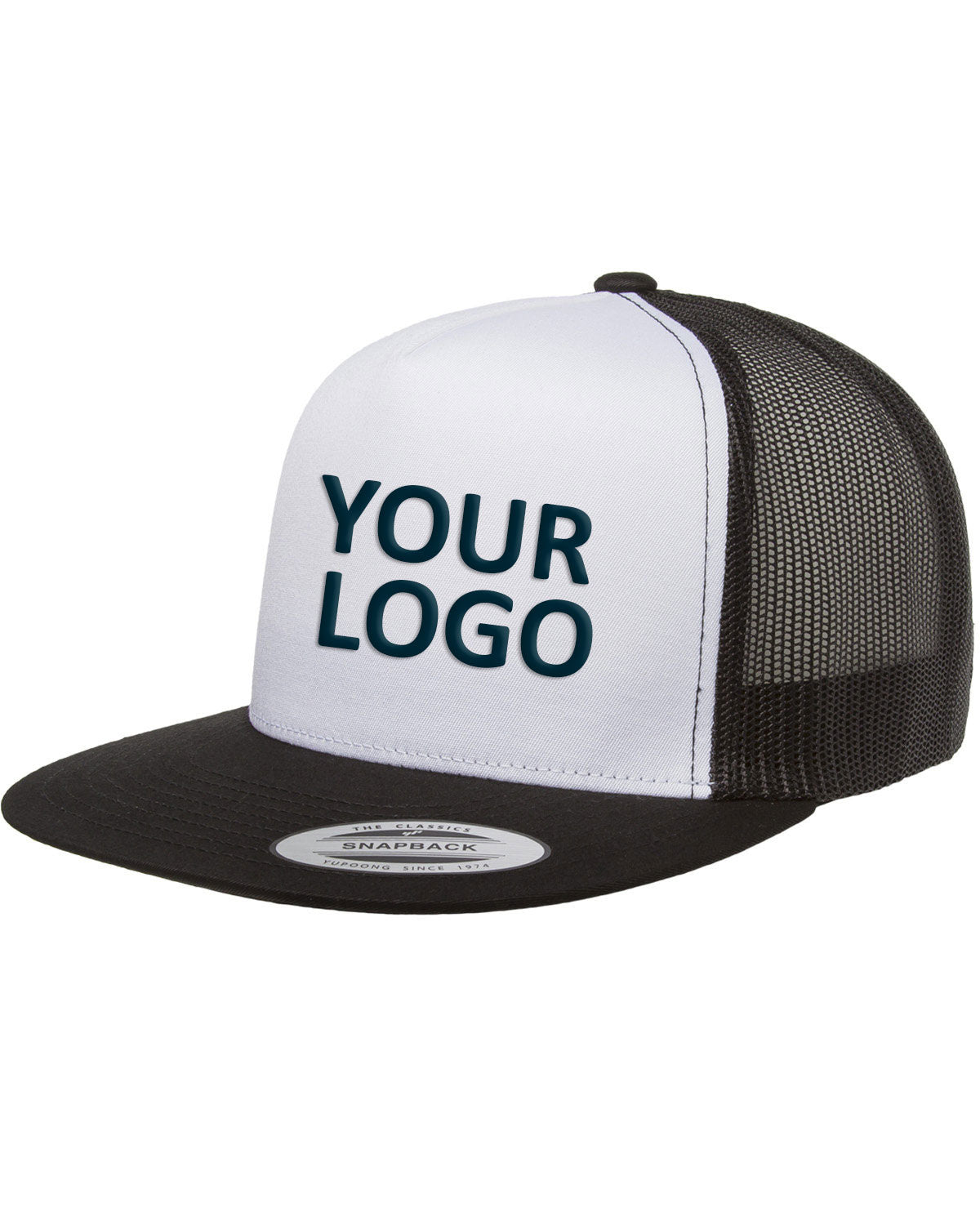 Yupoong Adult Classic Trucker with White Front Panel Cap 6006W BLACK/ WHT/ BLK