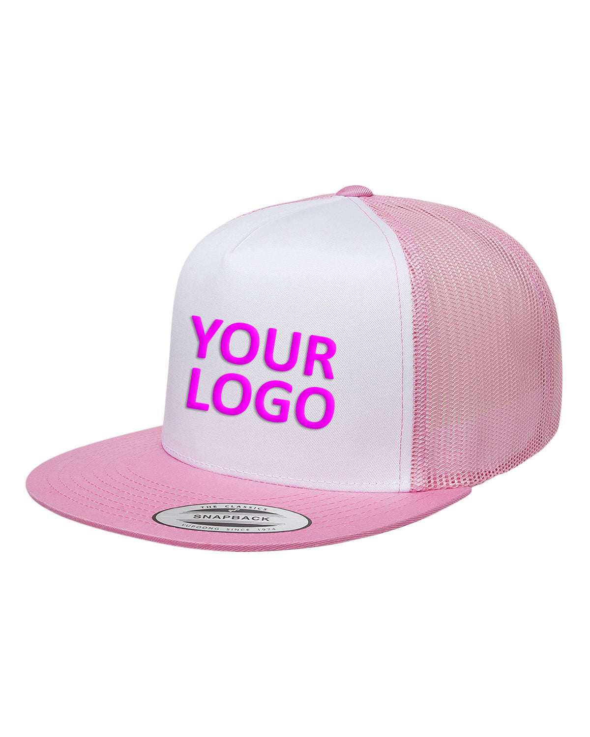 Yupoong Adult Classic Trucker with White Front Panel Cap 6006W PINK/ WHT/ PINK