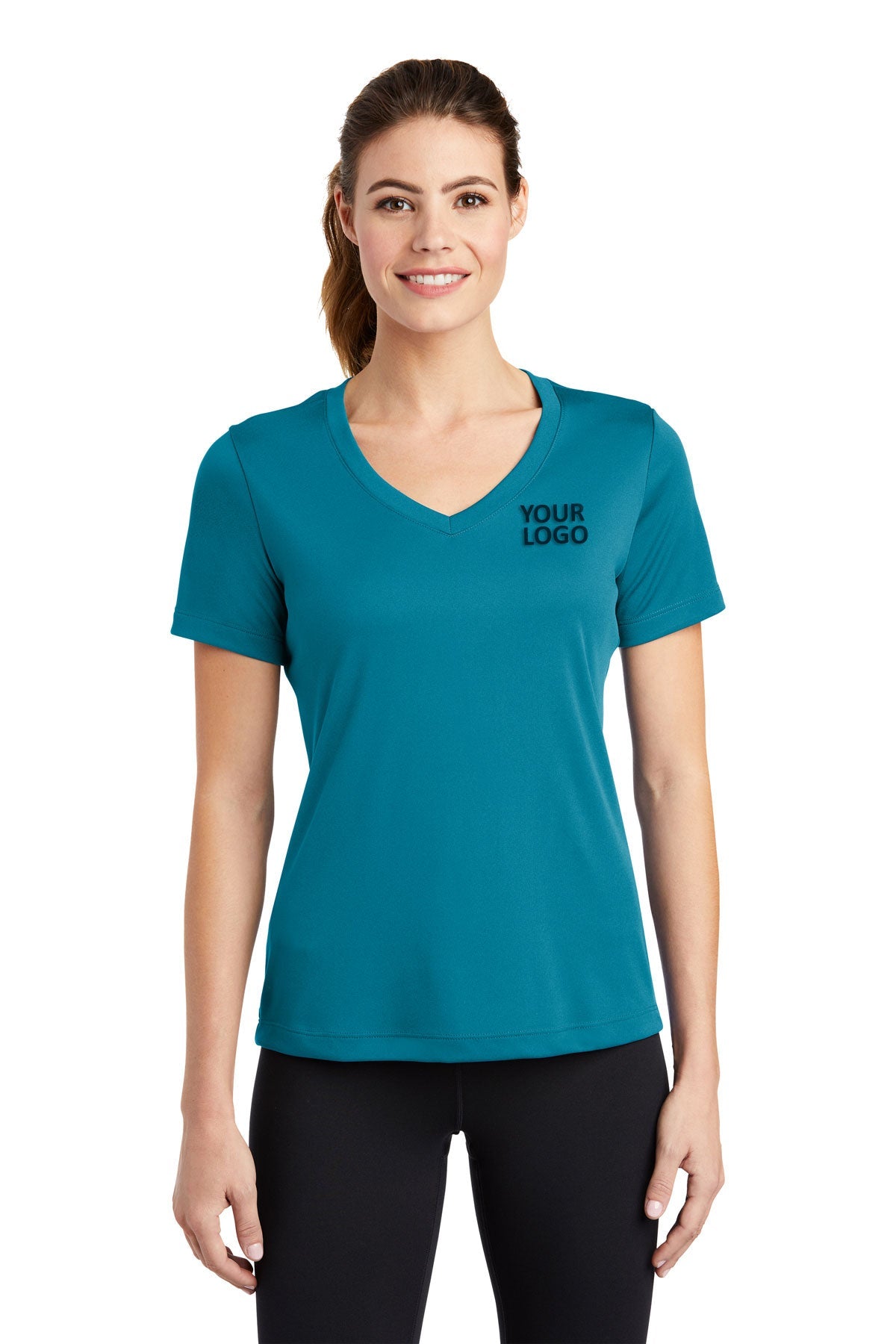 Sport-Tek Ladies PosiCharge Competitor Customized V-Neck Tee's, Tropic Blue