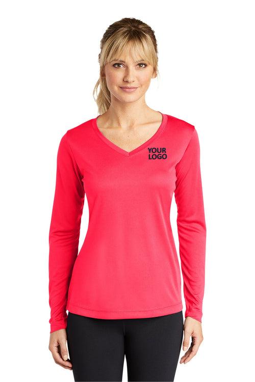 Sport-Tek Ladies PosiCharge Competitor Custom V-Neck Tee's, Hot Coral