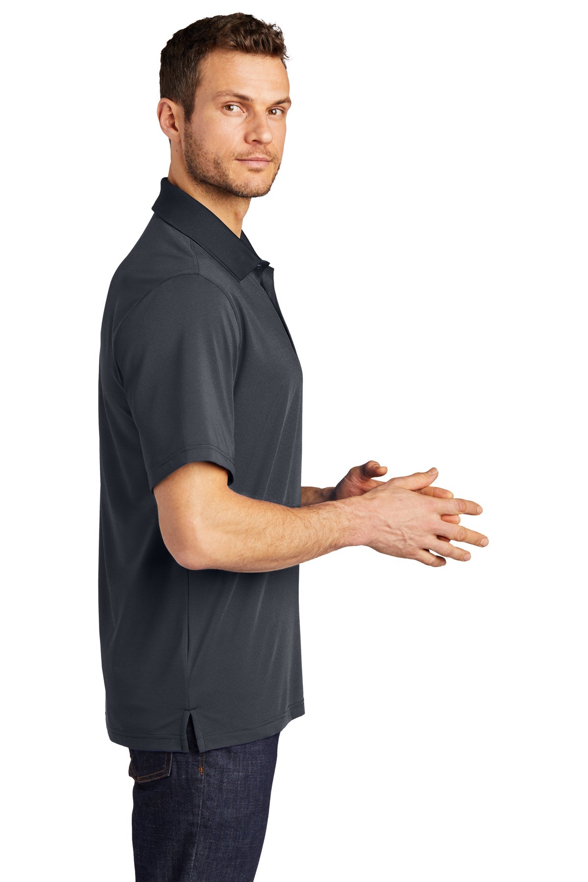 port authority_k558 _graphite/ black_company_logo_polos