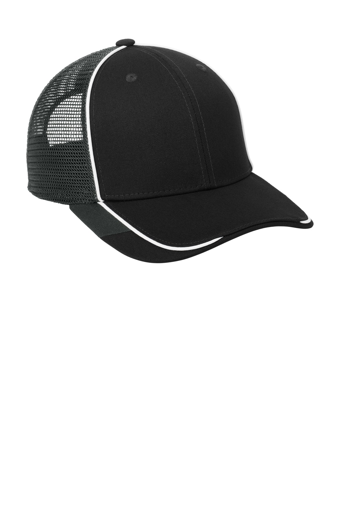 Port Authority Colorblock Mesh Back Branded Caps, Black/ White/ Magnet Grey