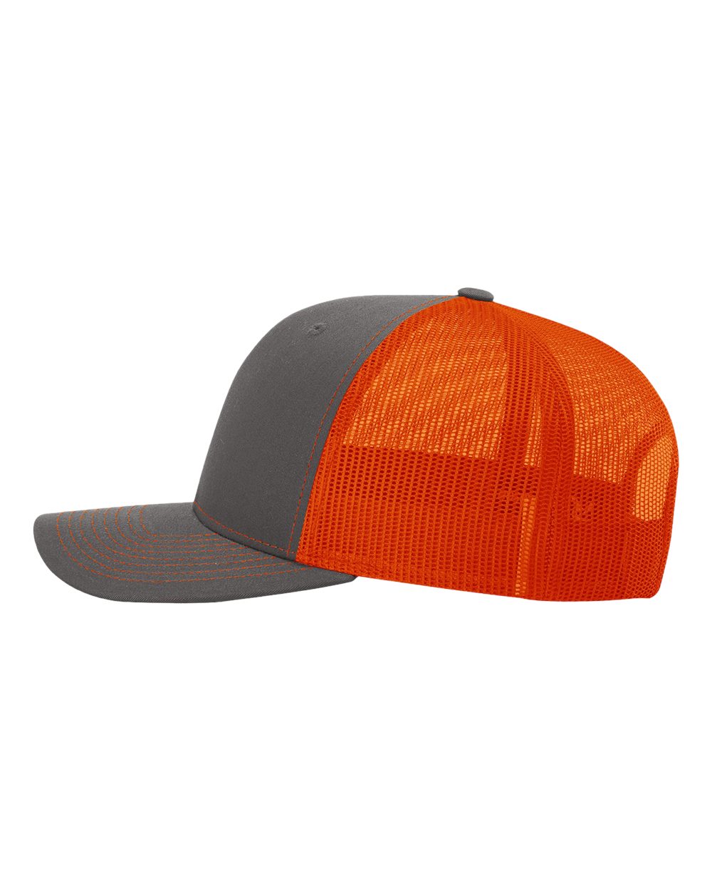 Richardson Adjustable Customized Snapback Trucker Caps, Charcoal Orange