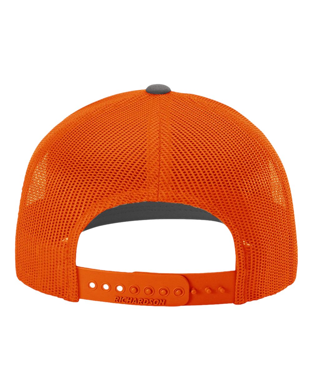 Richardson Adjustable Customized Snapback Trucker Caps, Charcoal Orange