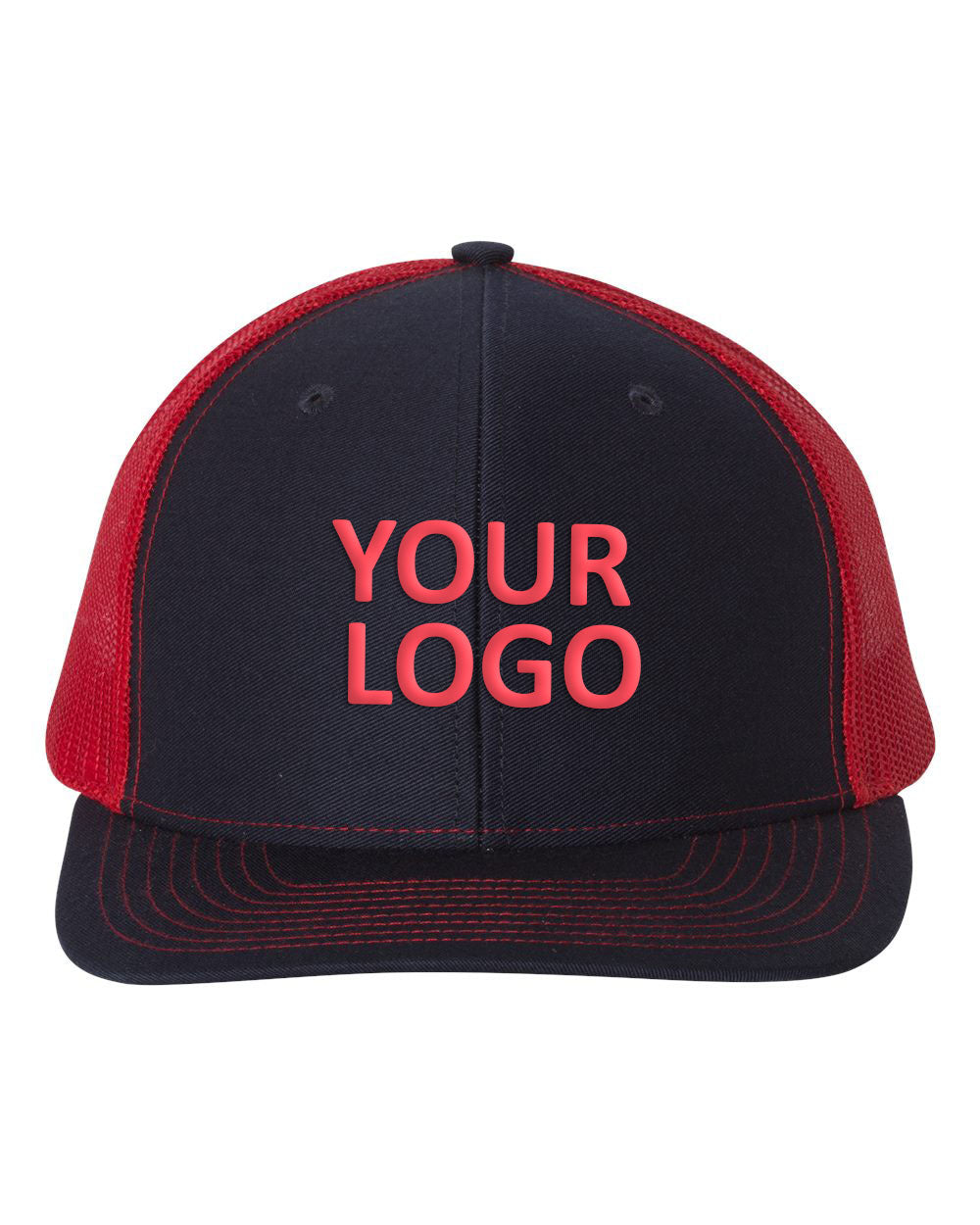 Richardson Custom Snapback Trucker Caps, Navy Red