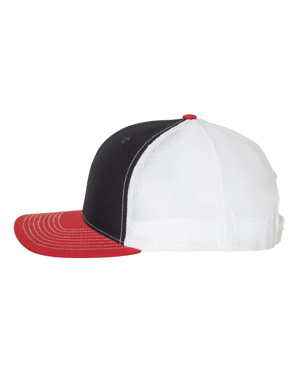 Richardson Adjustable Custom Snapback Trucker Caps, Navy White Red