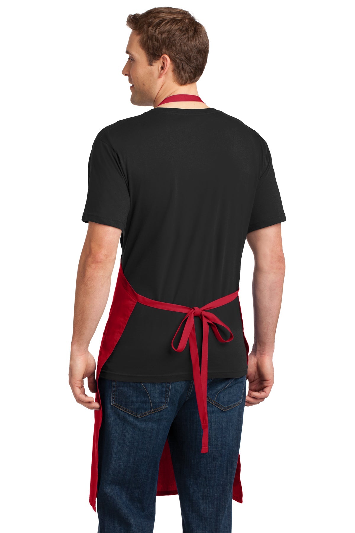 Port Authority Easy Care Customized Extra Long Bib Aprons with Stain Release, Red