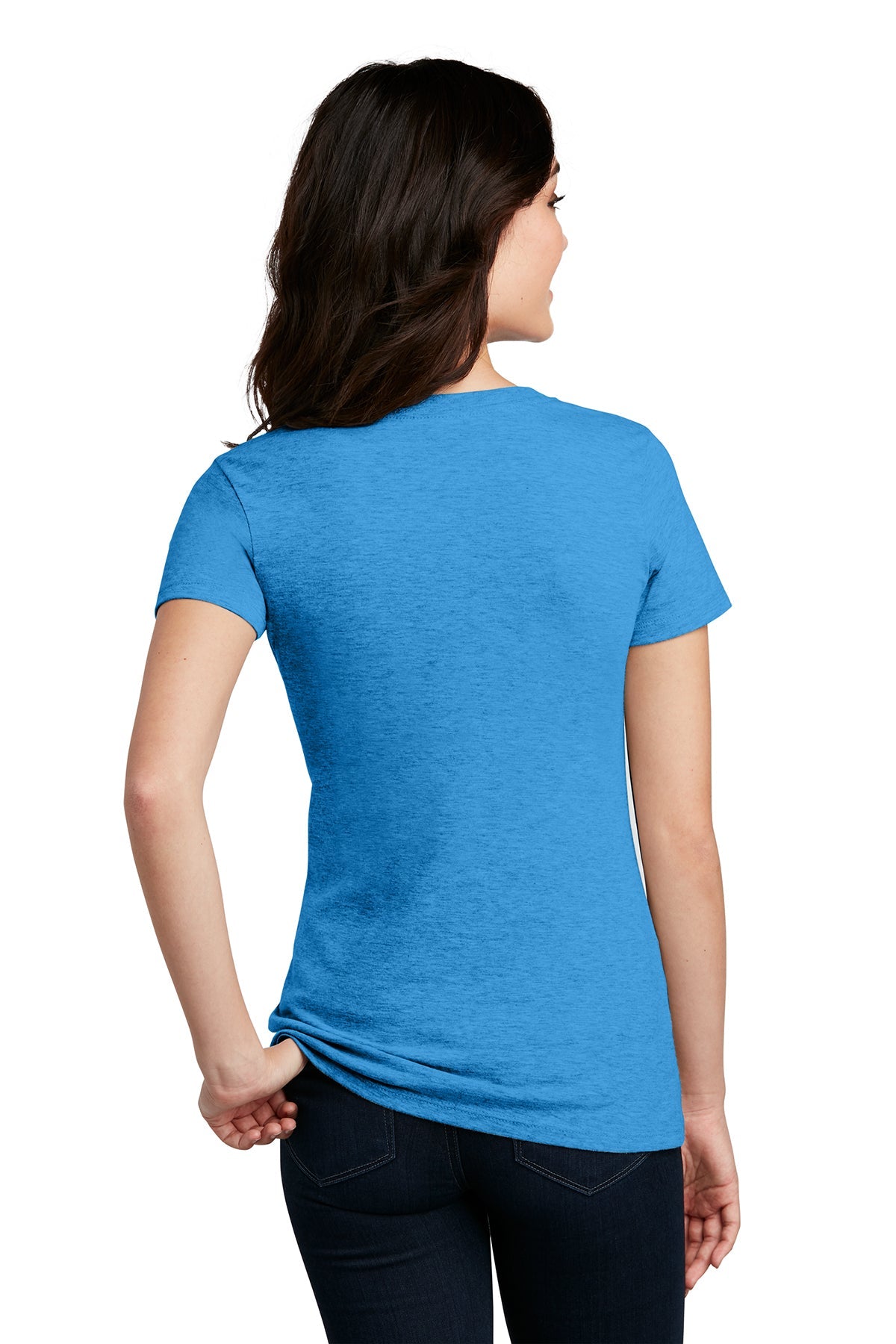 District Made Ladies Perfect Blend V-Necks, Heathered Bright Turquoise