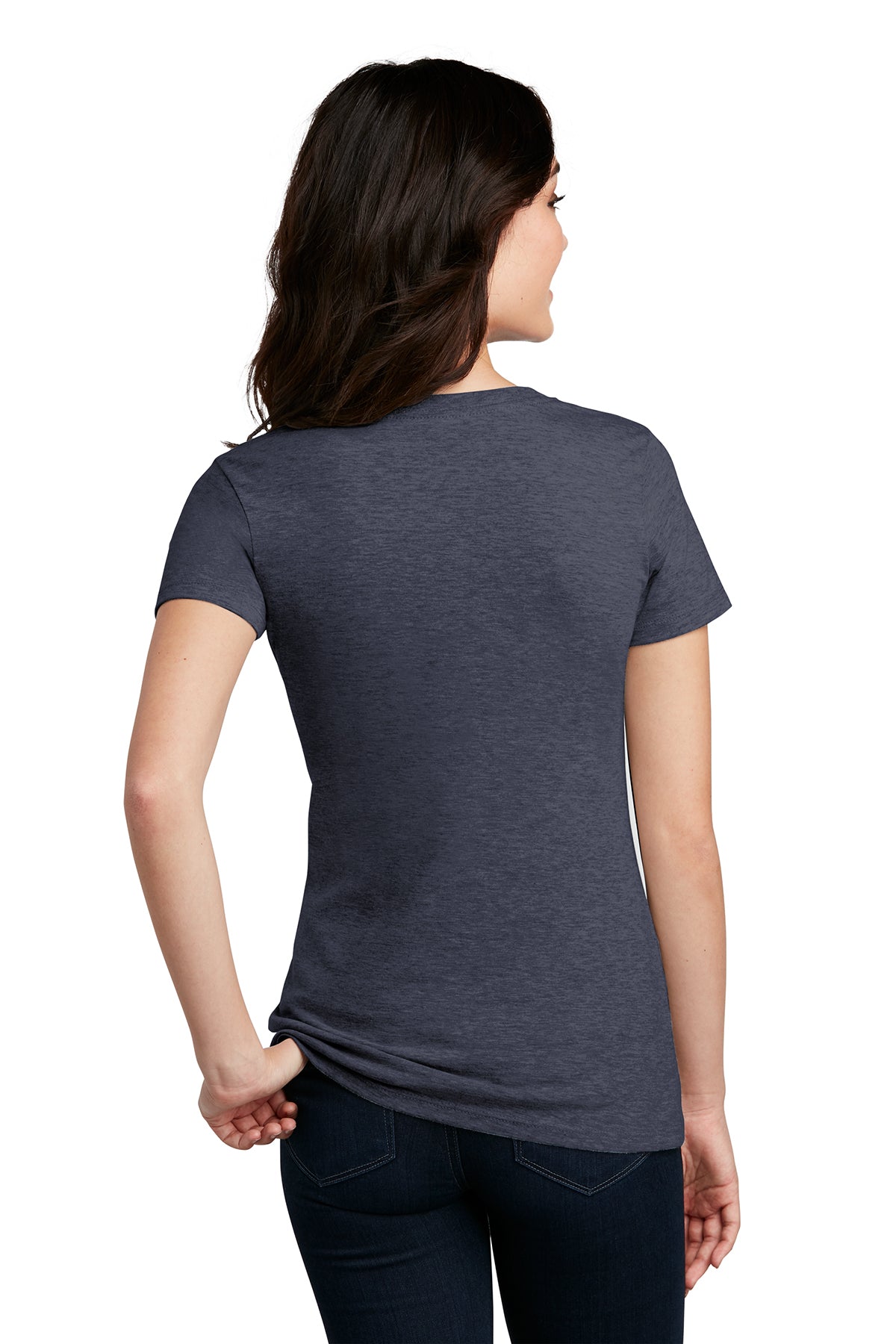 District Made Ladies Perfect Blend V-Necks, Heathered Navy