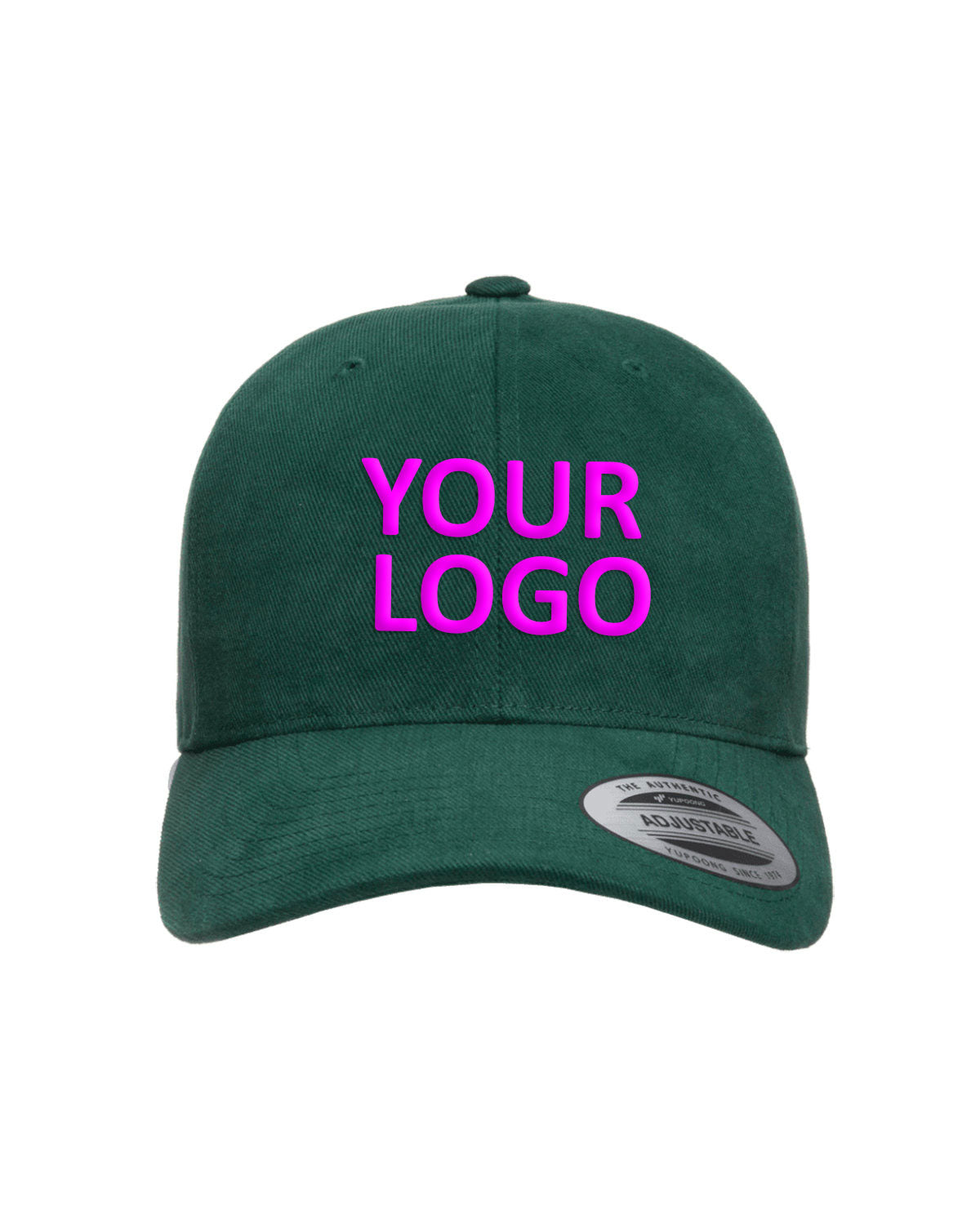 Yupoong Brushed Cotton Twill Branded Mid-Profile Caps, Spruce