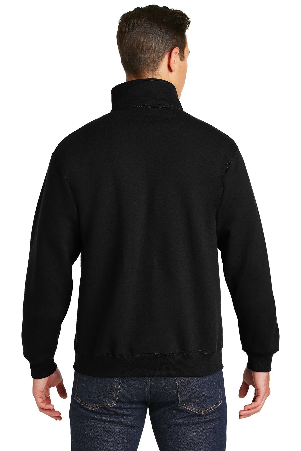 Jerzees Super Sweats NuBlend 1/4-Zip Sweatshirt with Cadet Collar 4528M Black