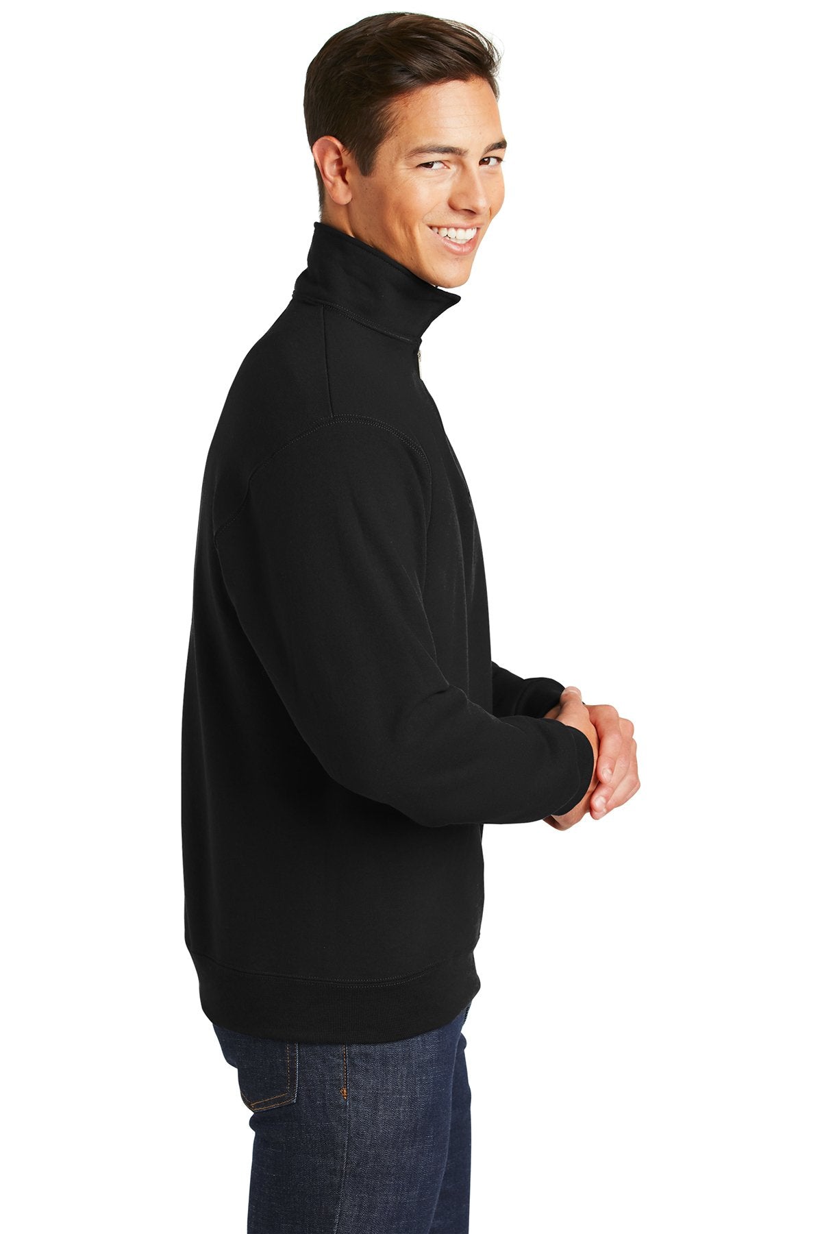 Jerzees Super Sweats NuBlend 1/4-Zip Sweatshirt with Cadet Collar 4528M Black